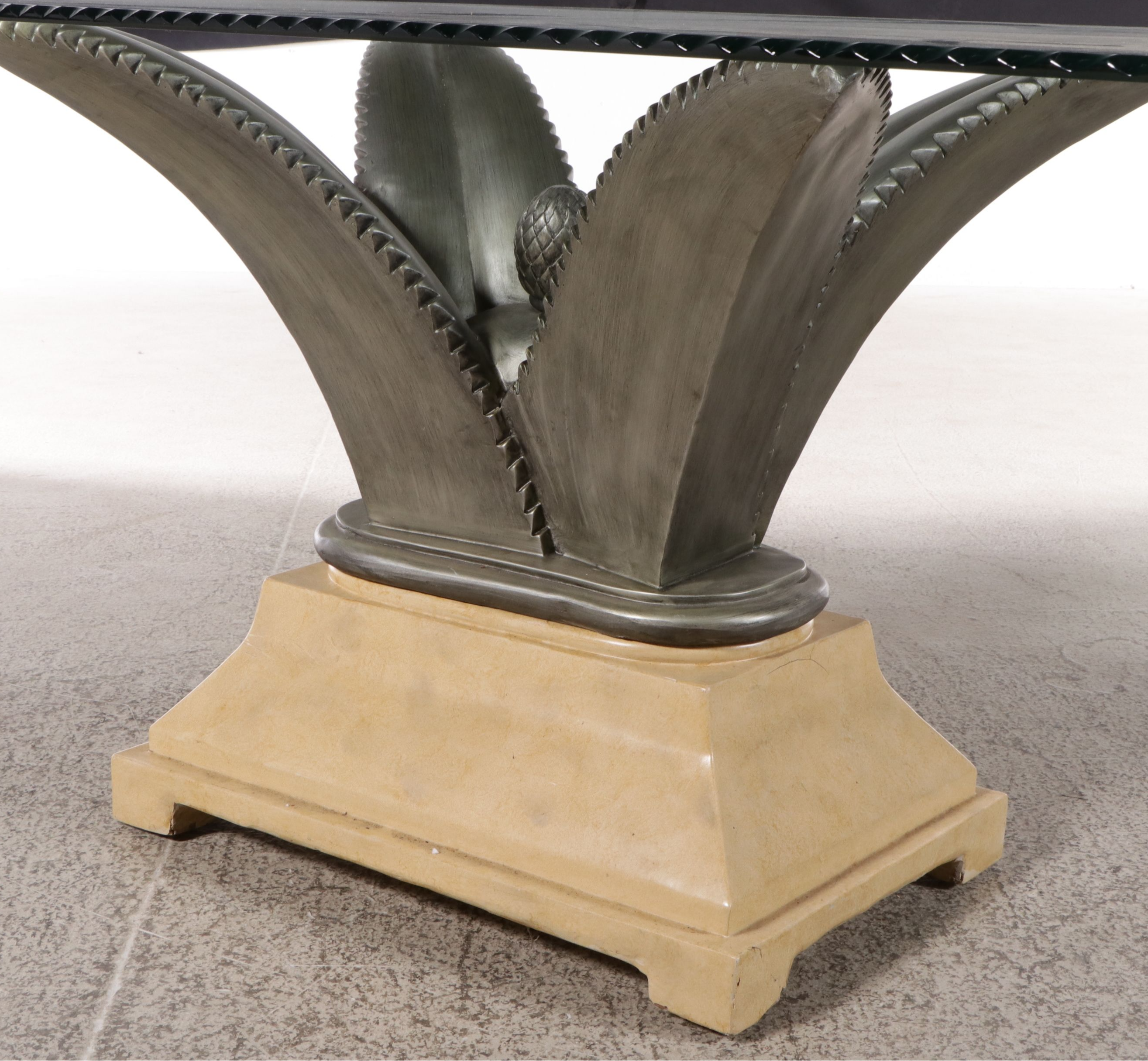 Contemporary Pedestal Dining Table with Glass Top