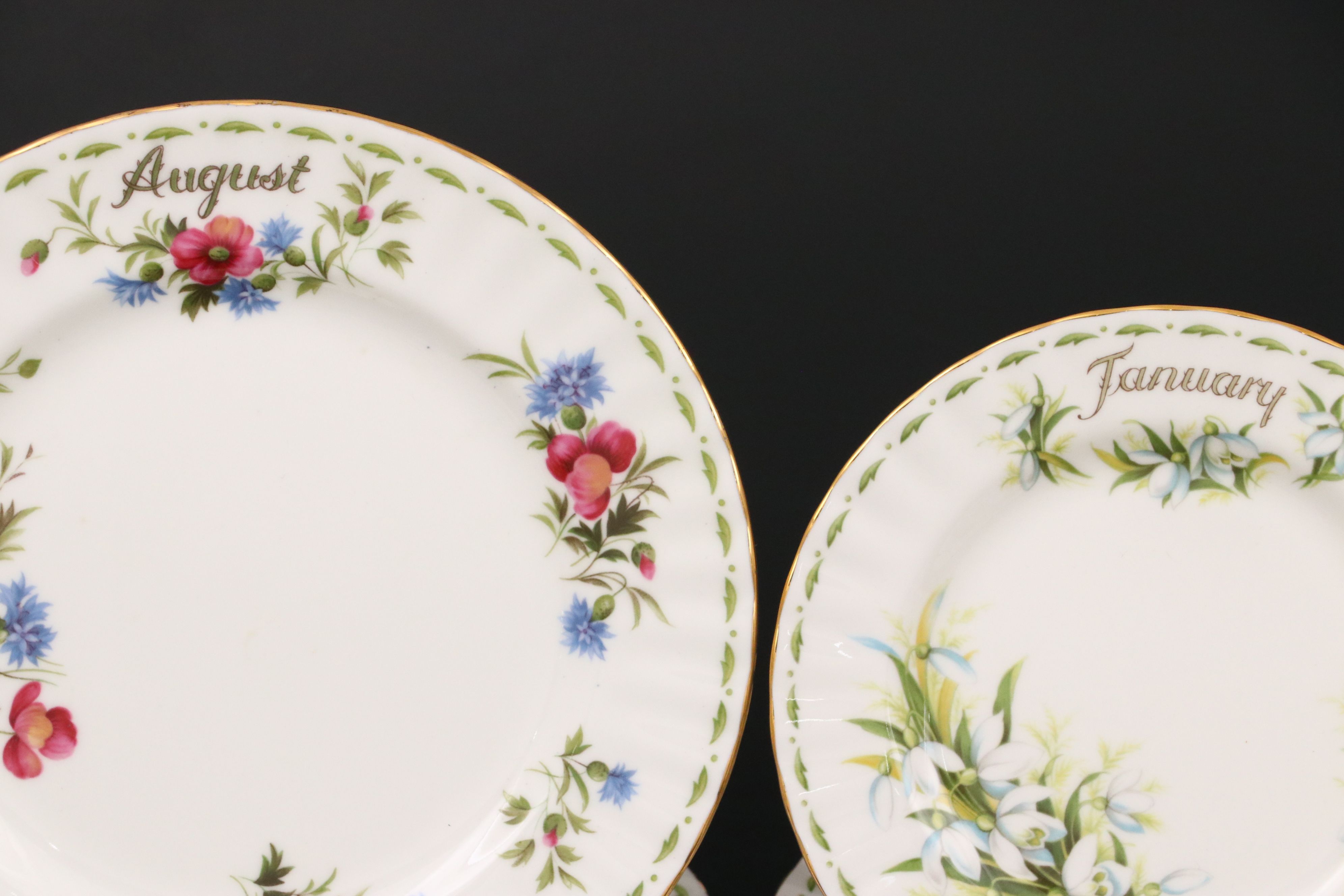 Royal Albert "Flower of the Month" Ceramic Teacups, Saucers with Other Serveware