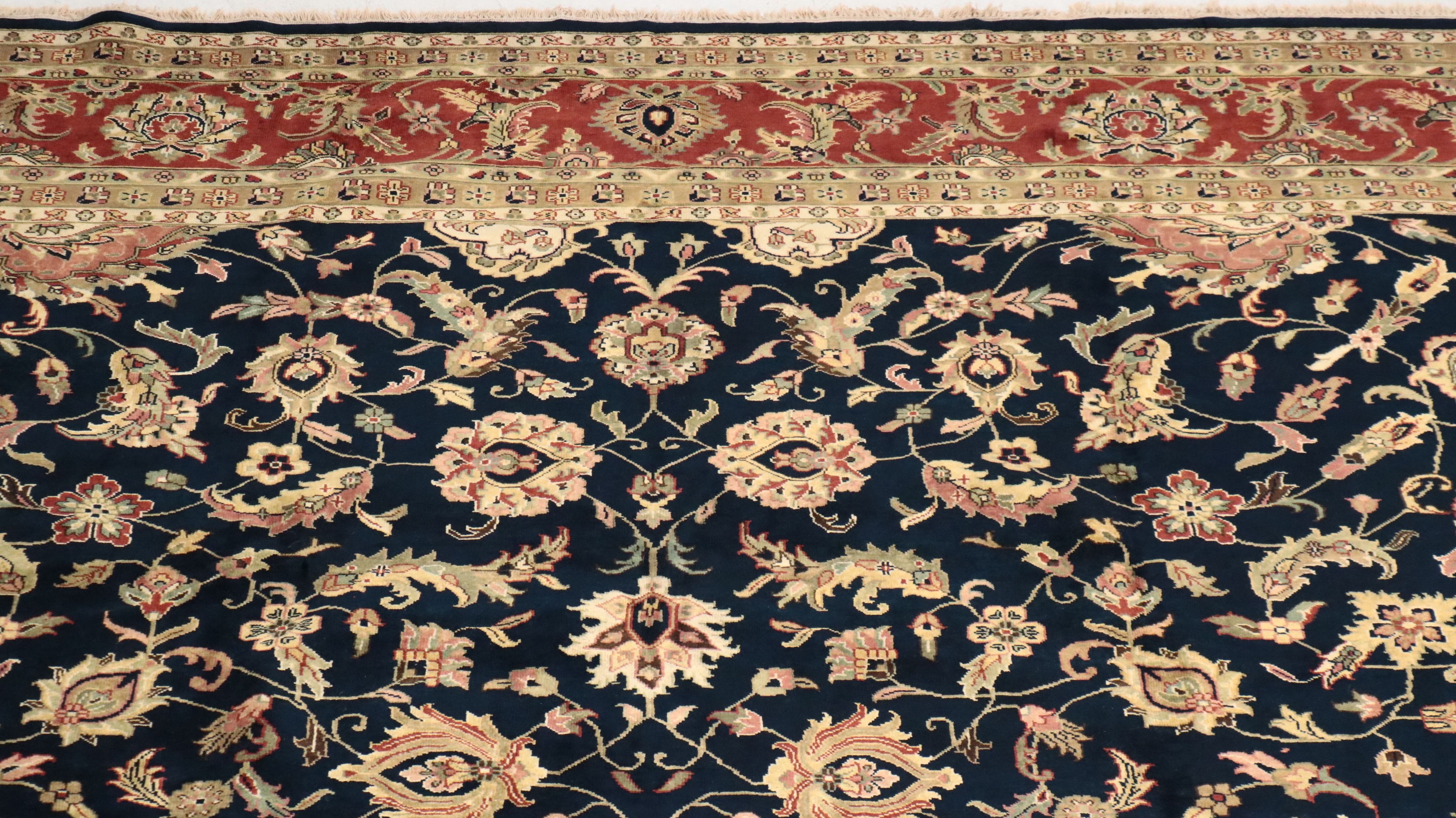 11'8 x 14'8 Hand-Knotted Indian Agra Room-Sized Rug