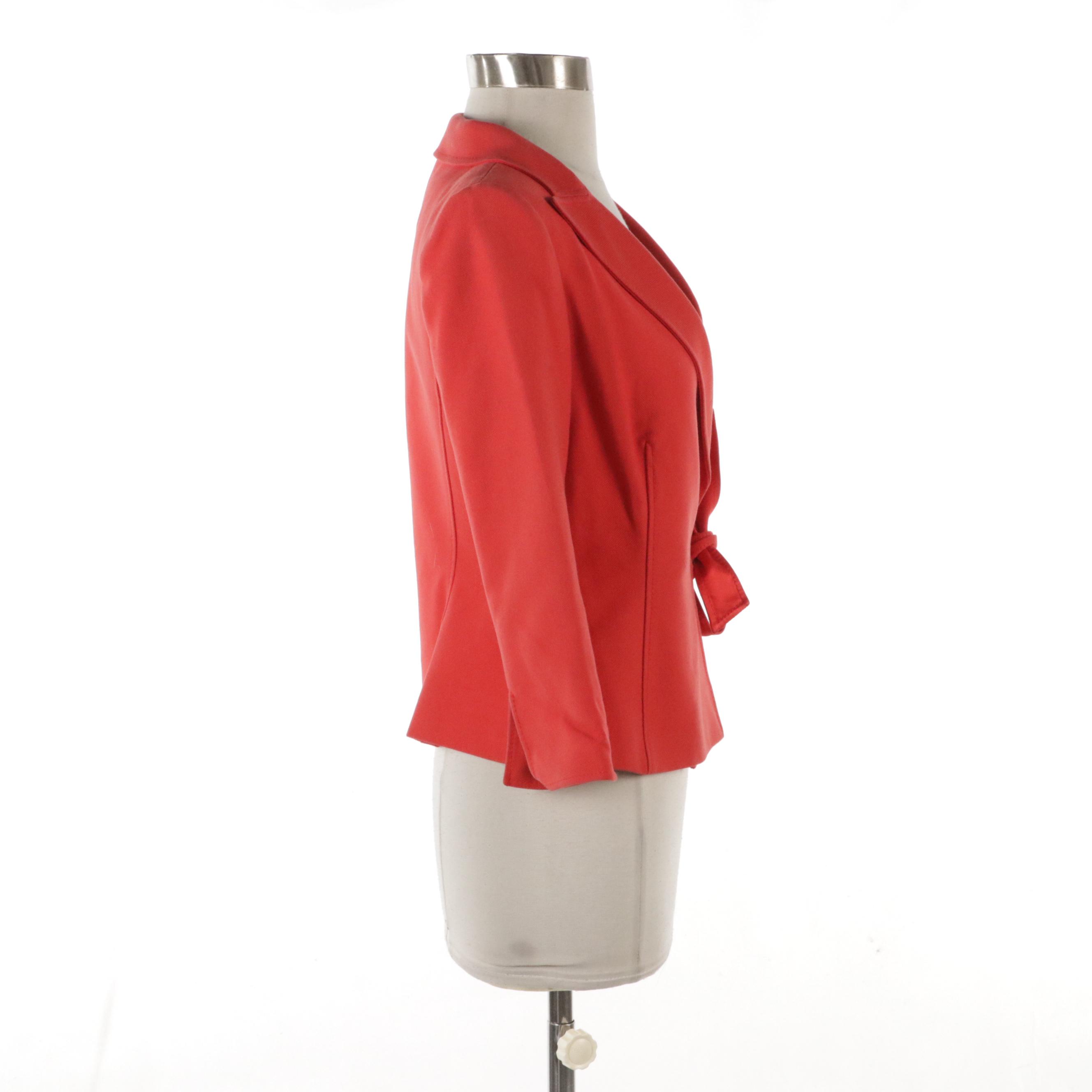 Valentino Red Cotton Canvas Tie-Front Blazer