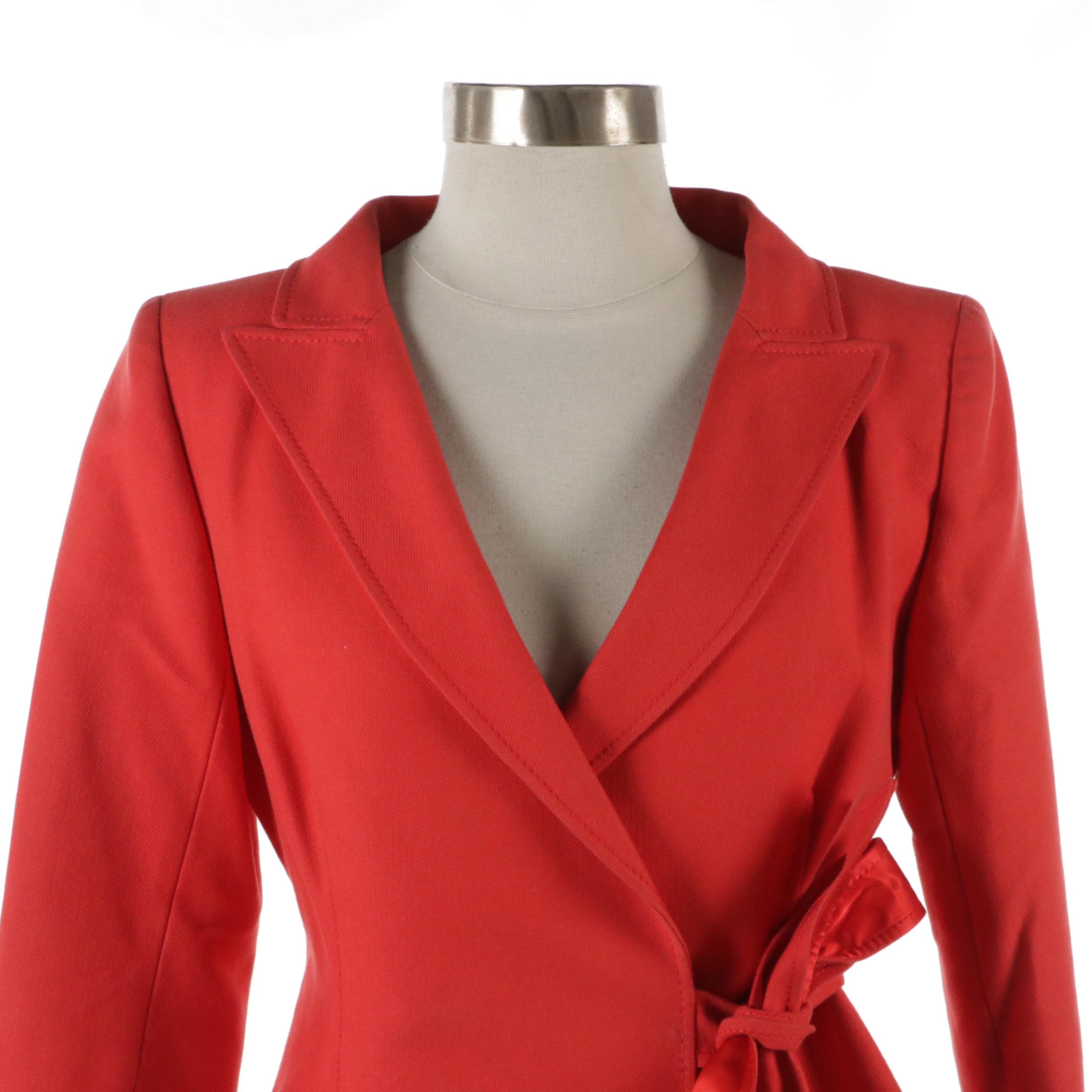Valentino Red Cotton Canvas Tie-Front Blazer