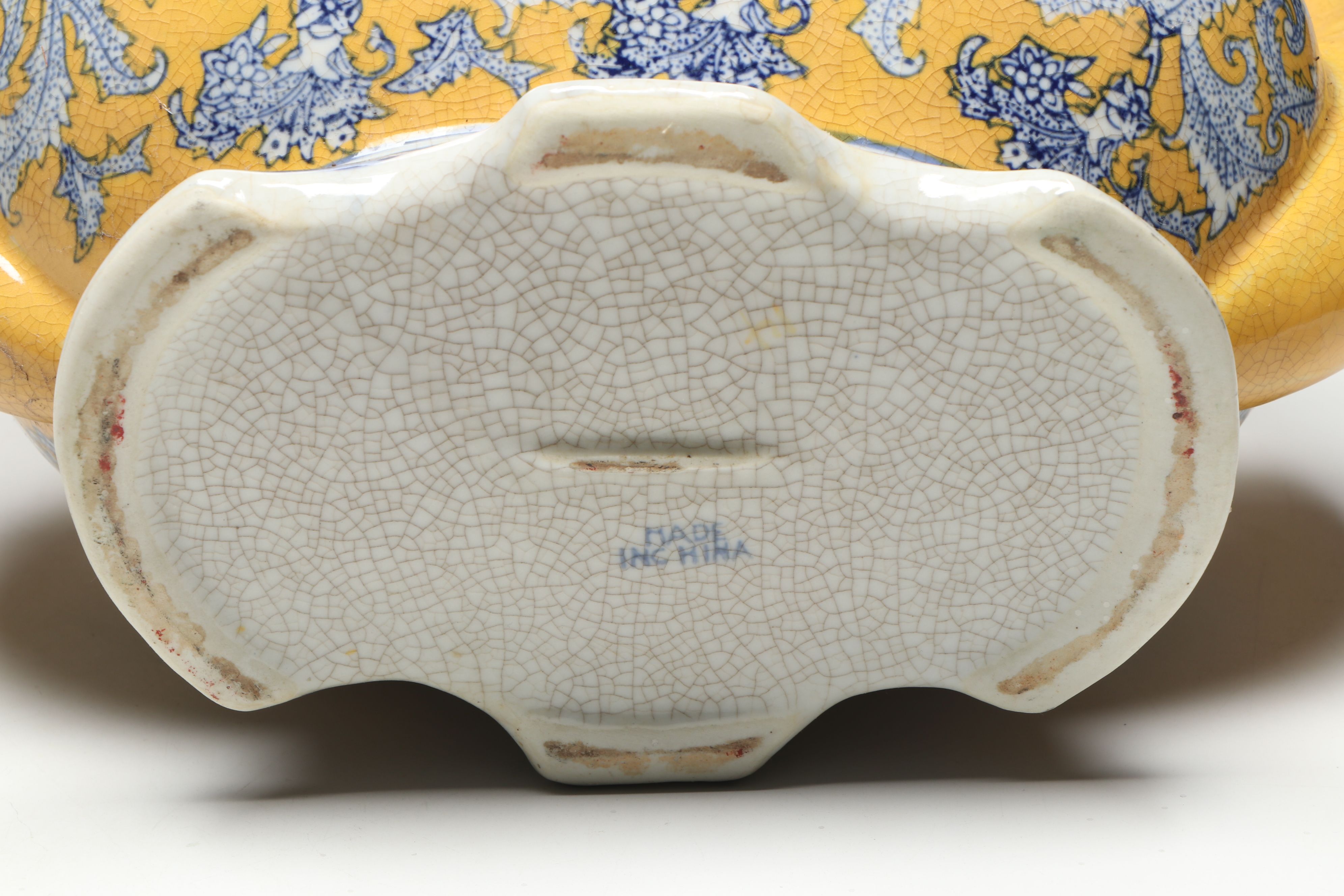 Chinese Famille Jaune Porcelain Handled Vase Pair