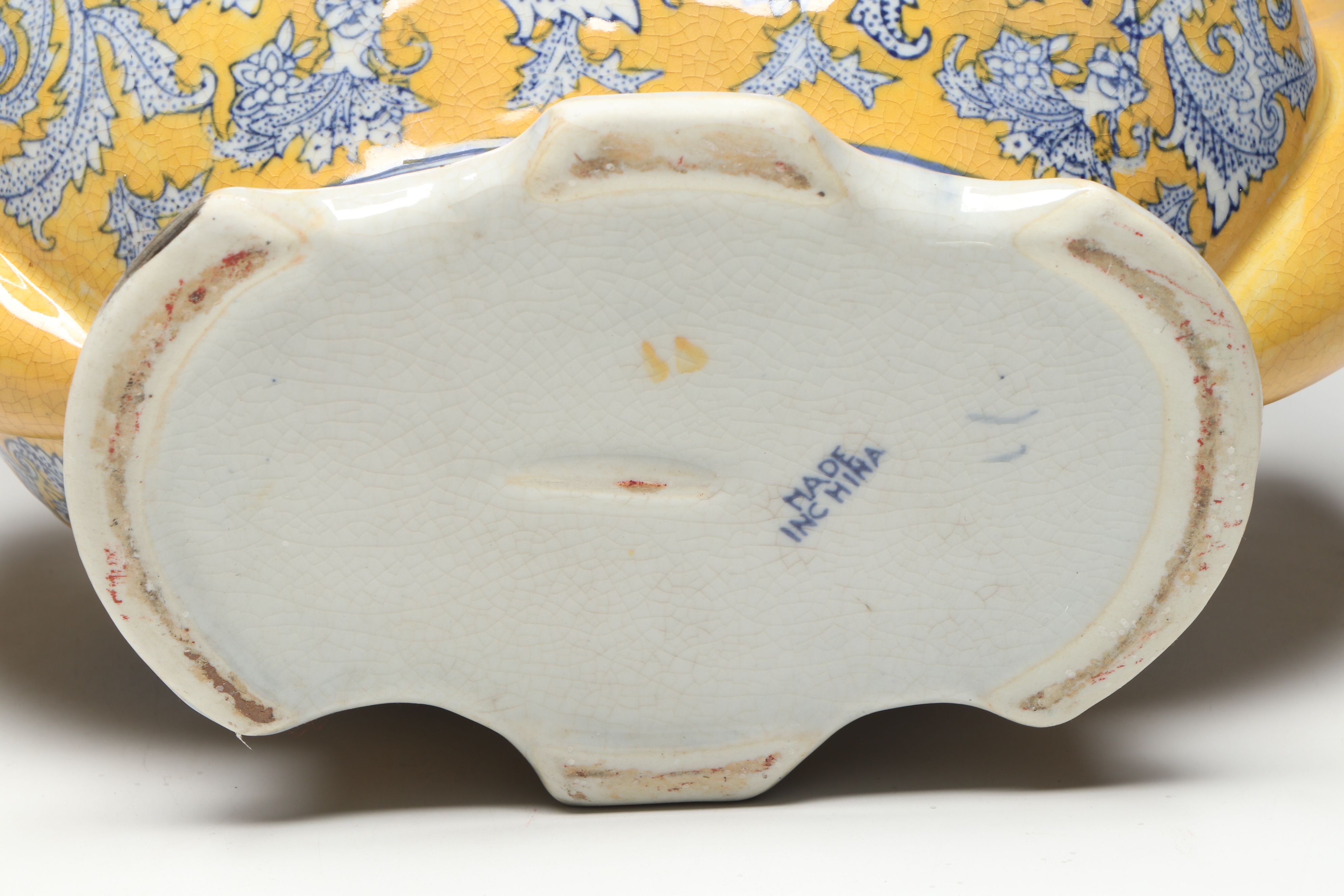 Chinese Famille Jaune Porcelain Handled Vase Pair