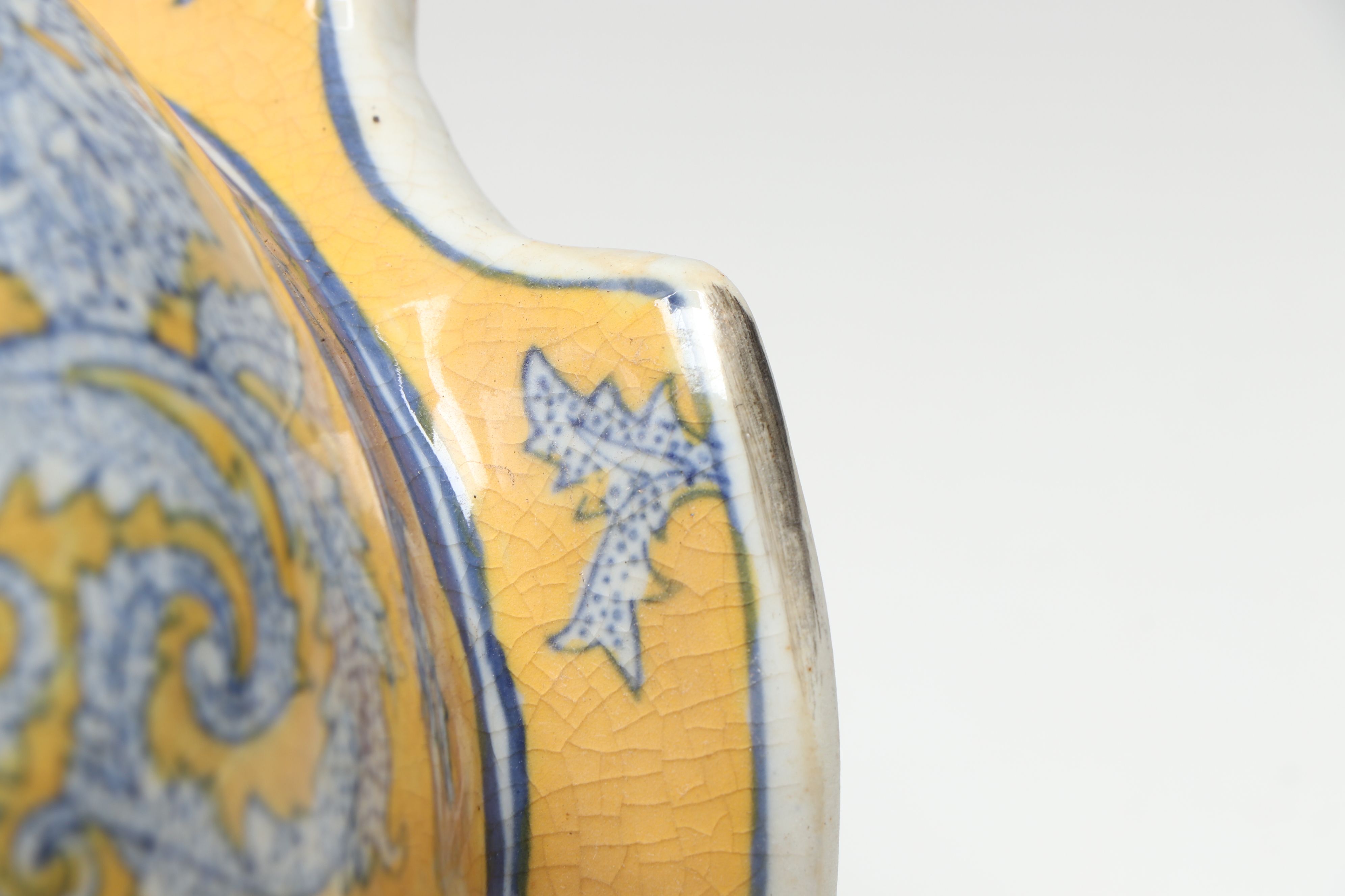 Chinese Famille Jaune Porcelain Handled Vase Pair