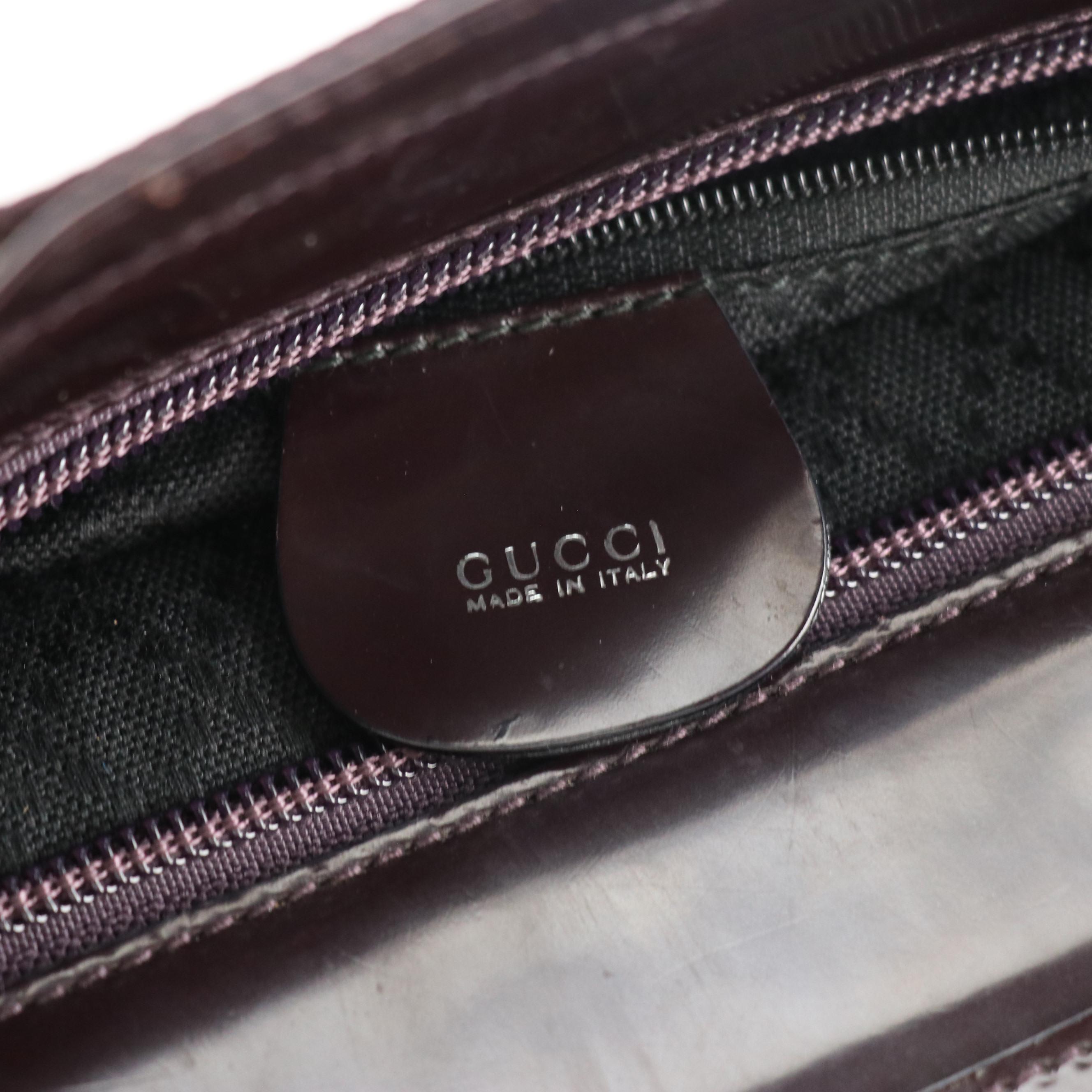 Gucci Bamboo Brown Stitched Nylon and Glazed Leather Handbag