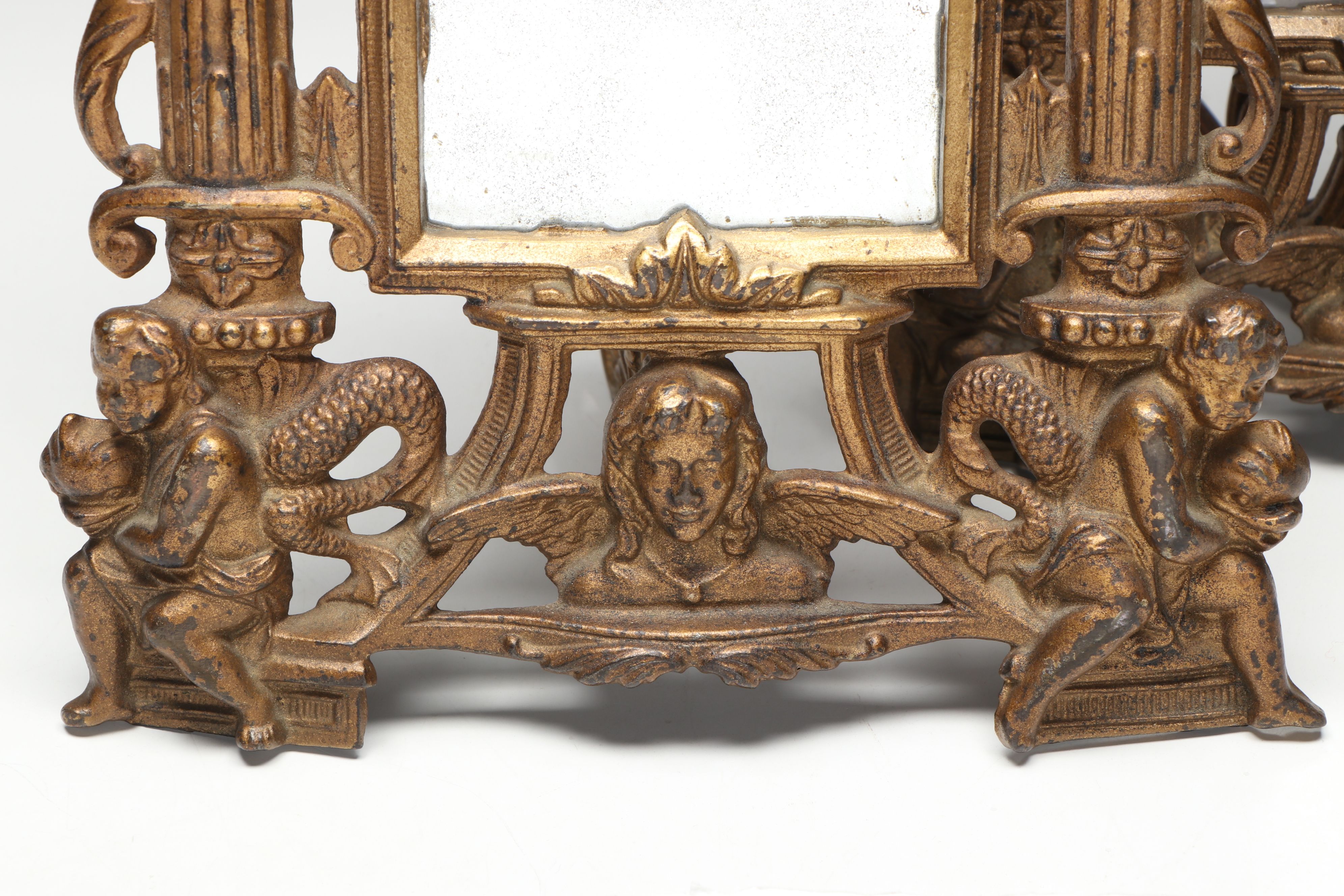 Brass Figural Framed Mirror Pair