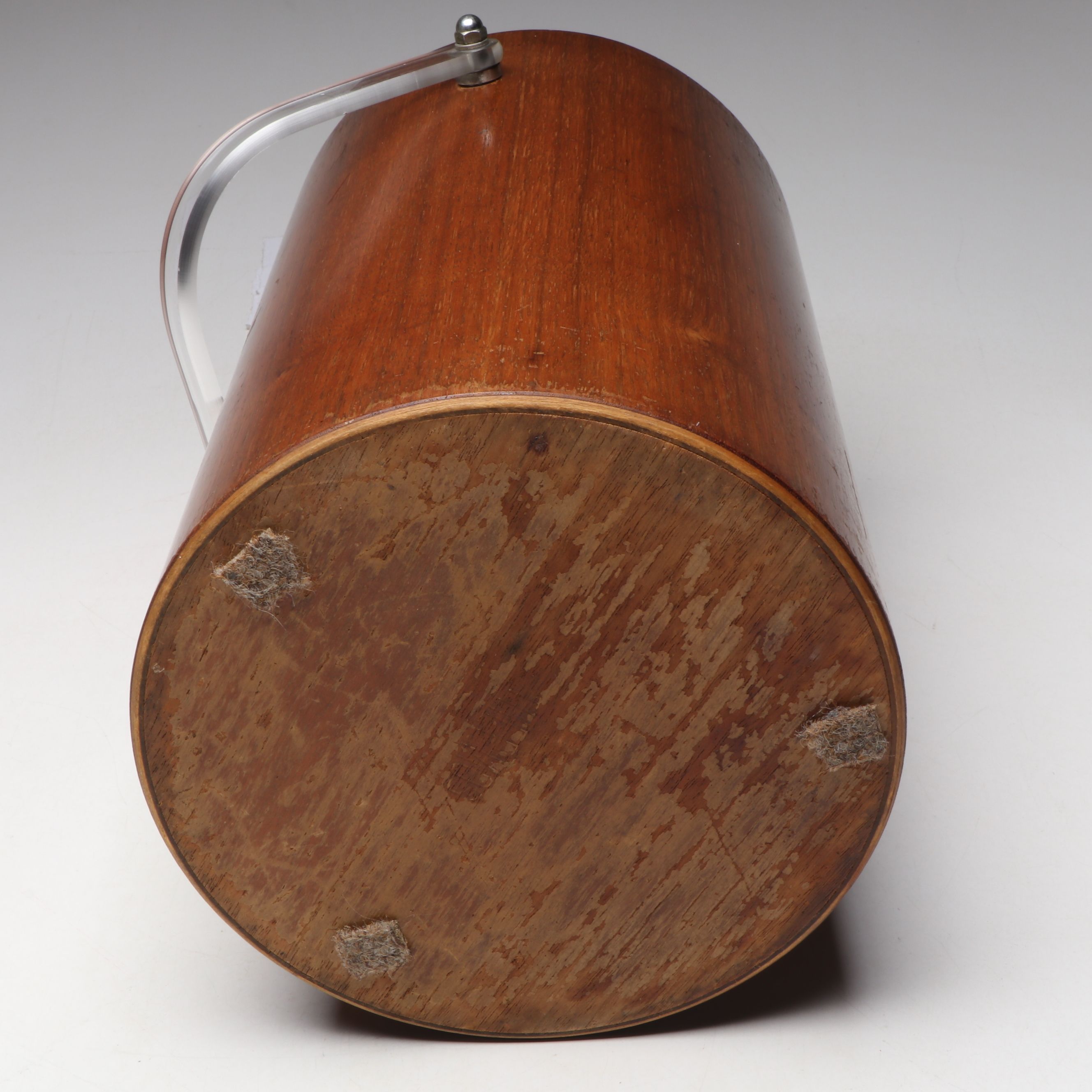 Mid Century Modern Teak and Aluminum Ice Bucket with Scoop