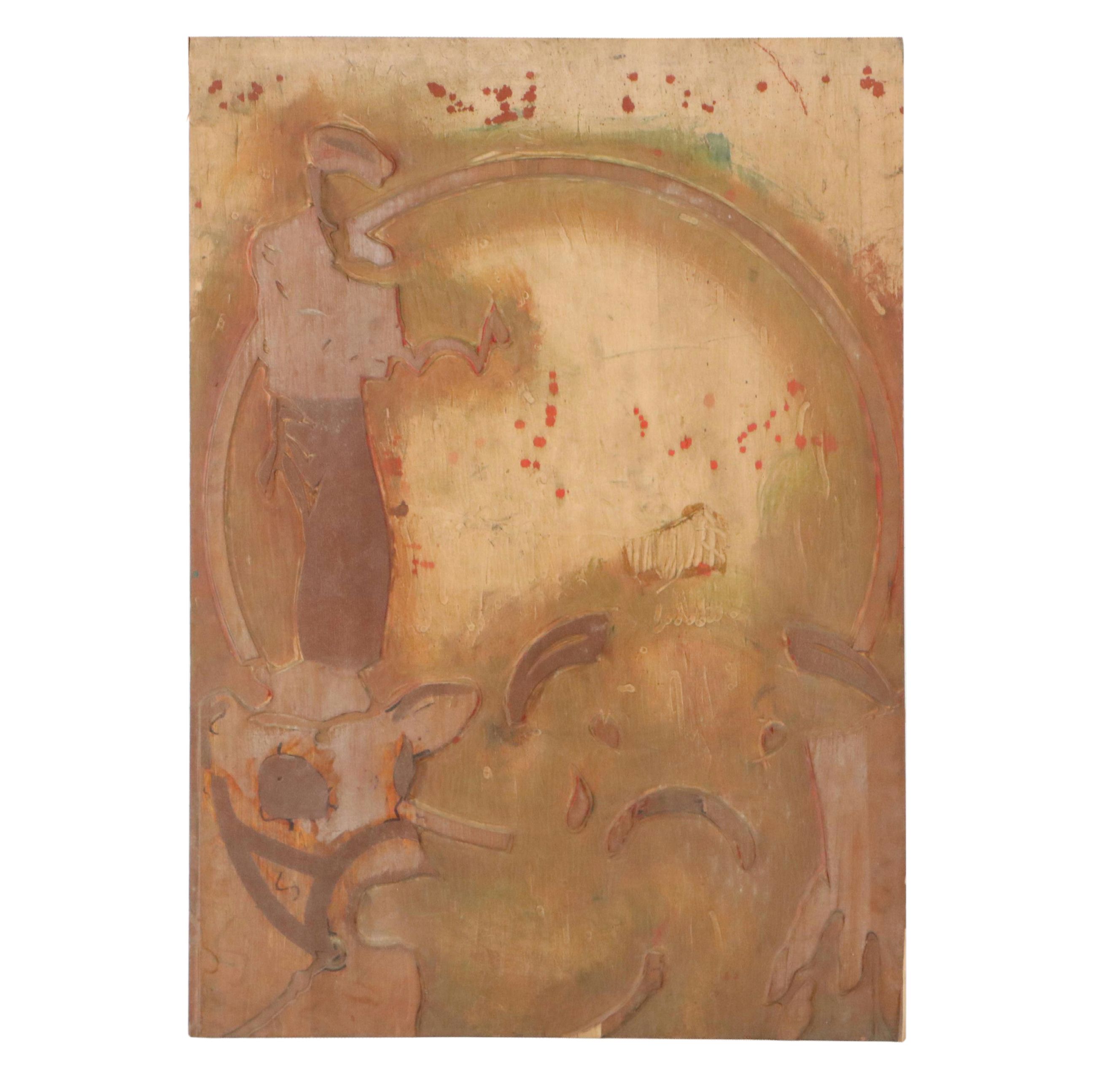 Carved Wood Advertisement/Sign Print Plate, Mid-20th Century