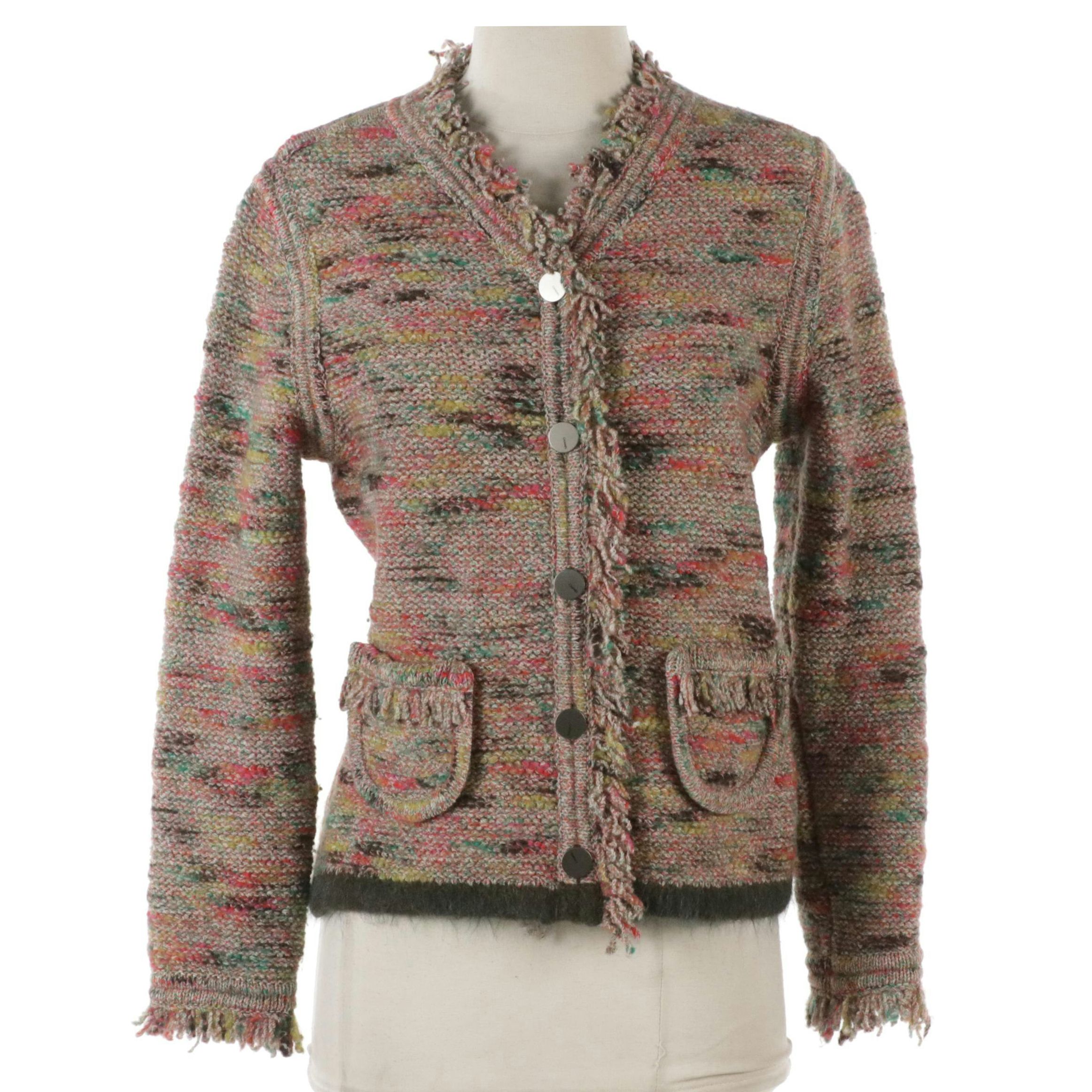 Chanel Identification Line Multicolor Knit Wool Blend Jacket