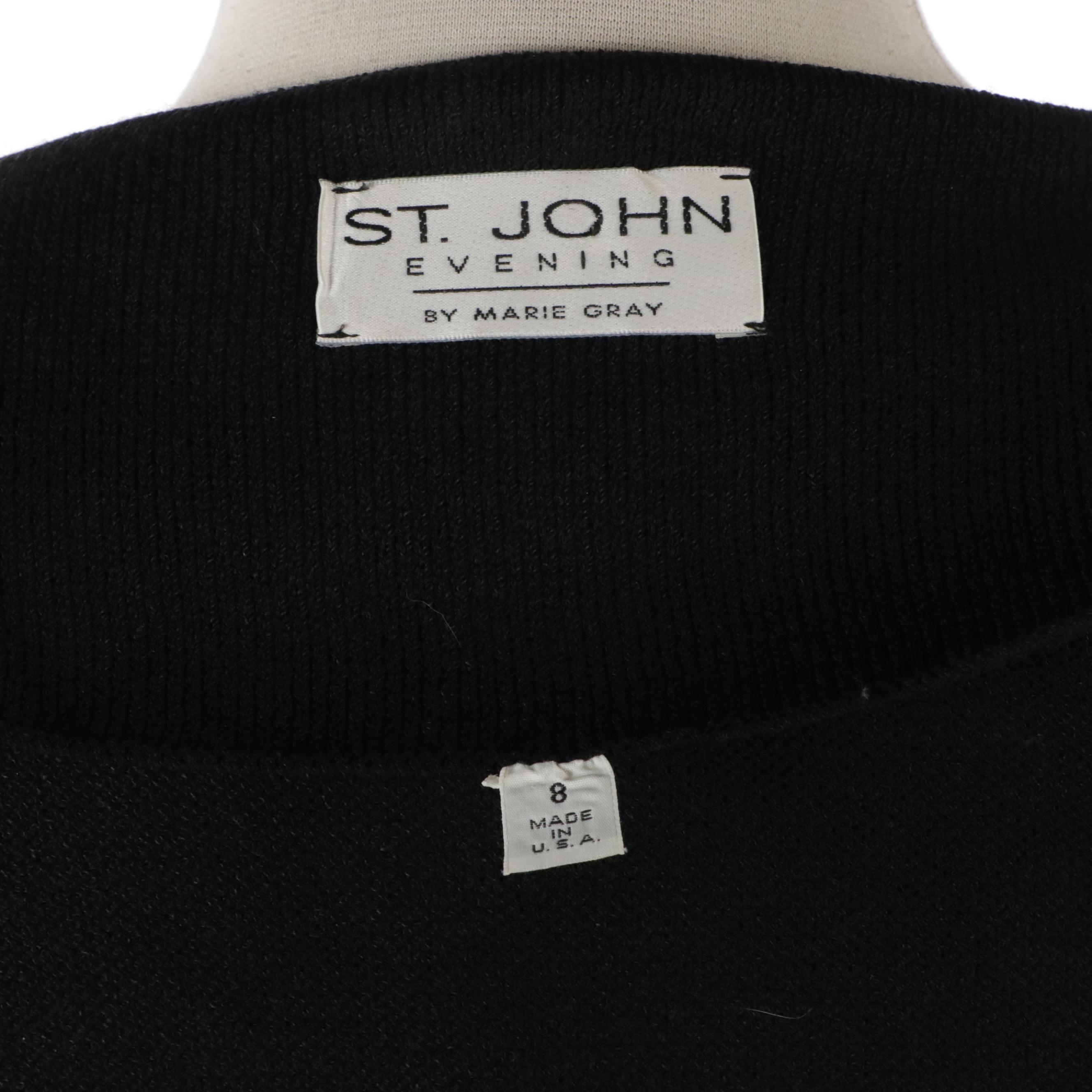 St. John Evening Santana Knit Skirt Suit with Paillette/Sequin Trim