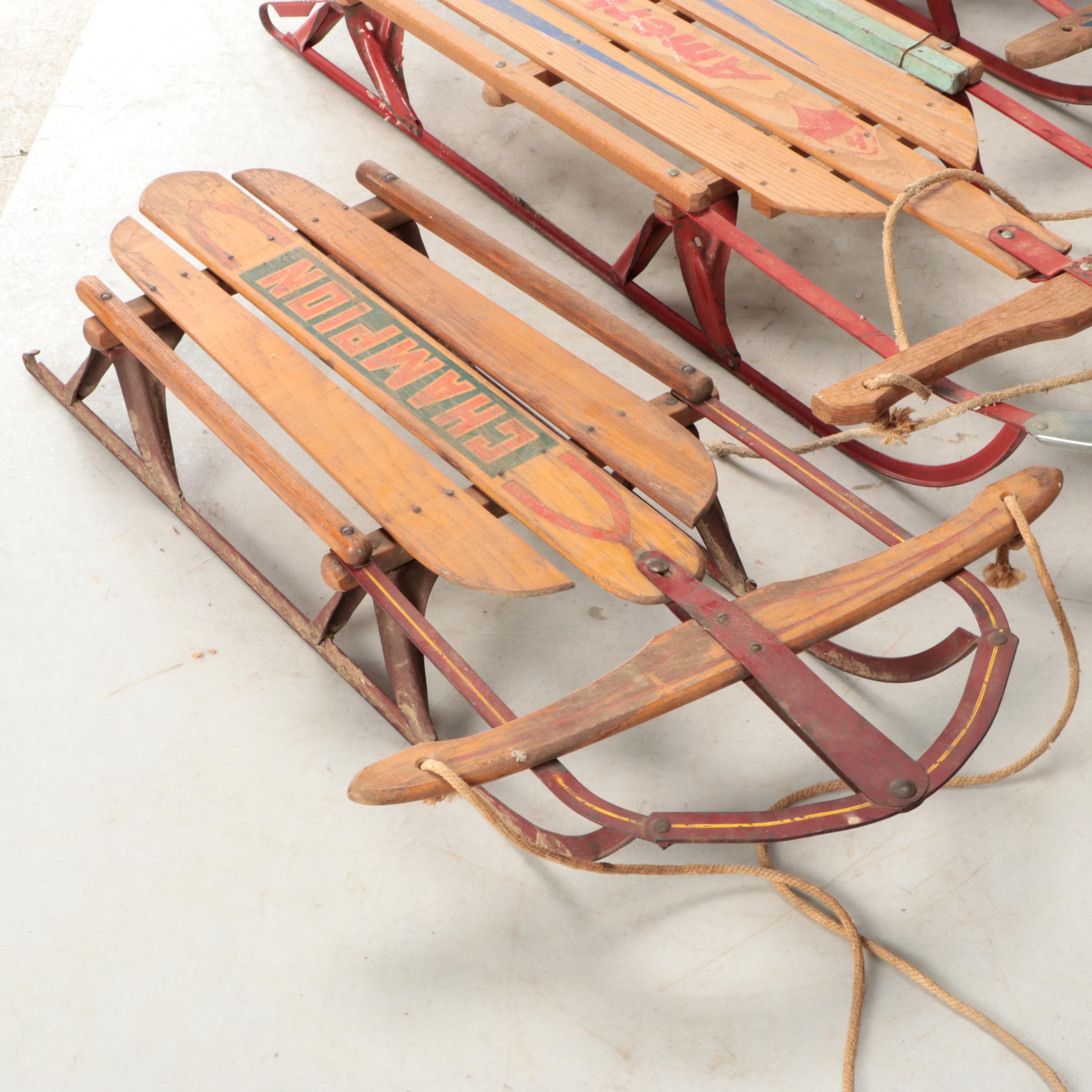 Champion and American Wooden Runner Sleds