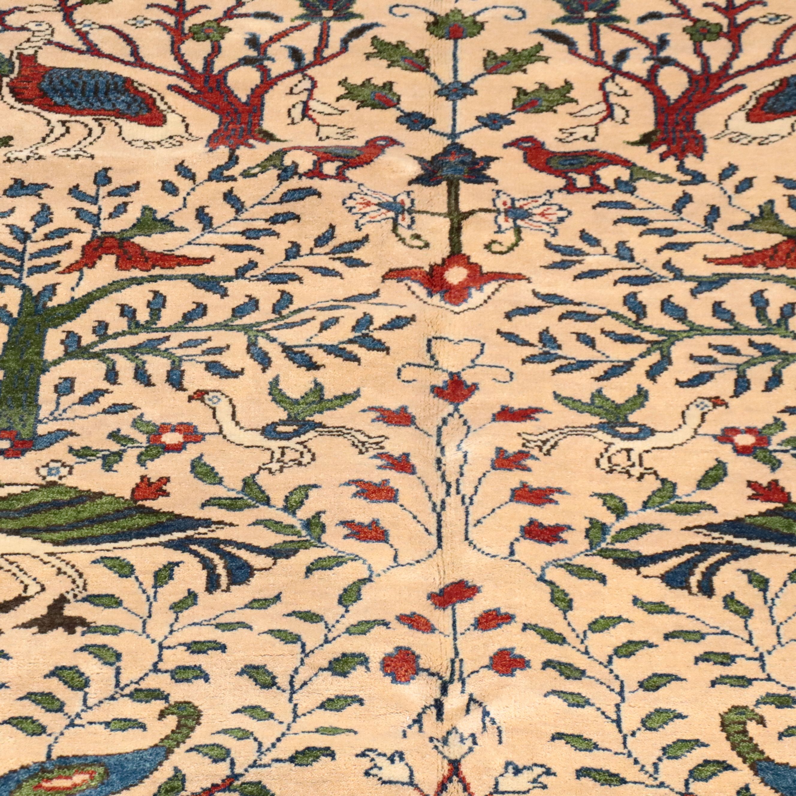 9'8 x 13'10 Hand-Knotted Indo-Persian Ziegler Pictorial Room-Sized Rug