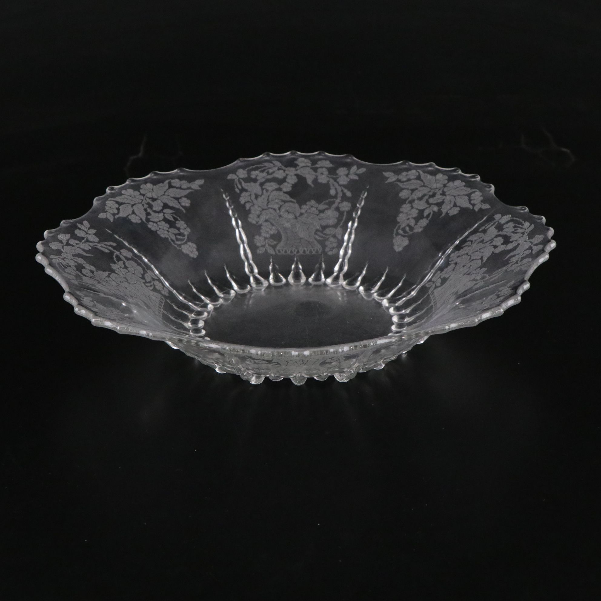 New Martinsville Glass "Flower Basket" Centerpiece Bowl with Other Serveware