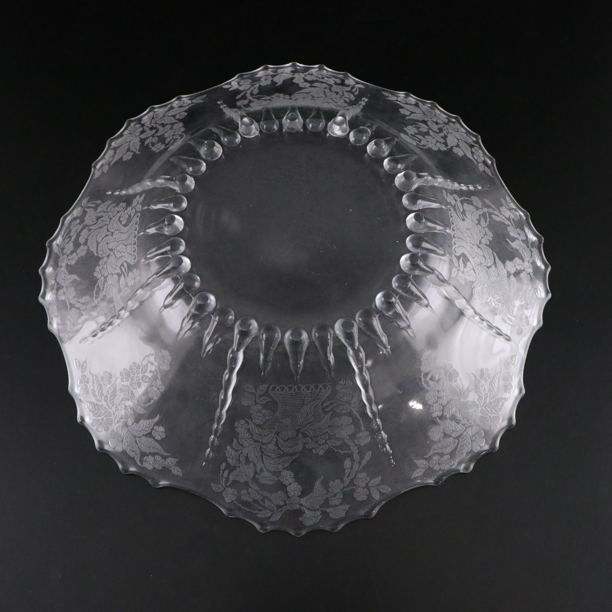 New Martinsville Glass "Flower Basket" Centerpiece Bowl with Other Serveware