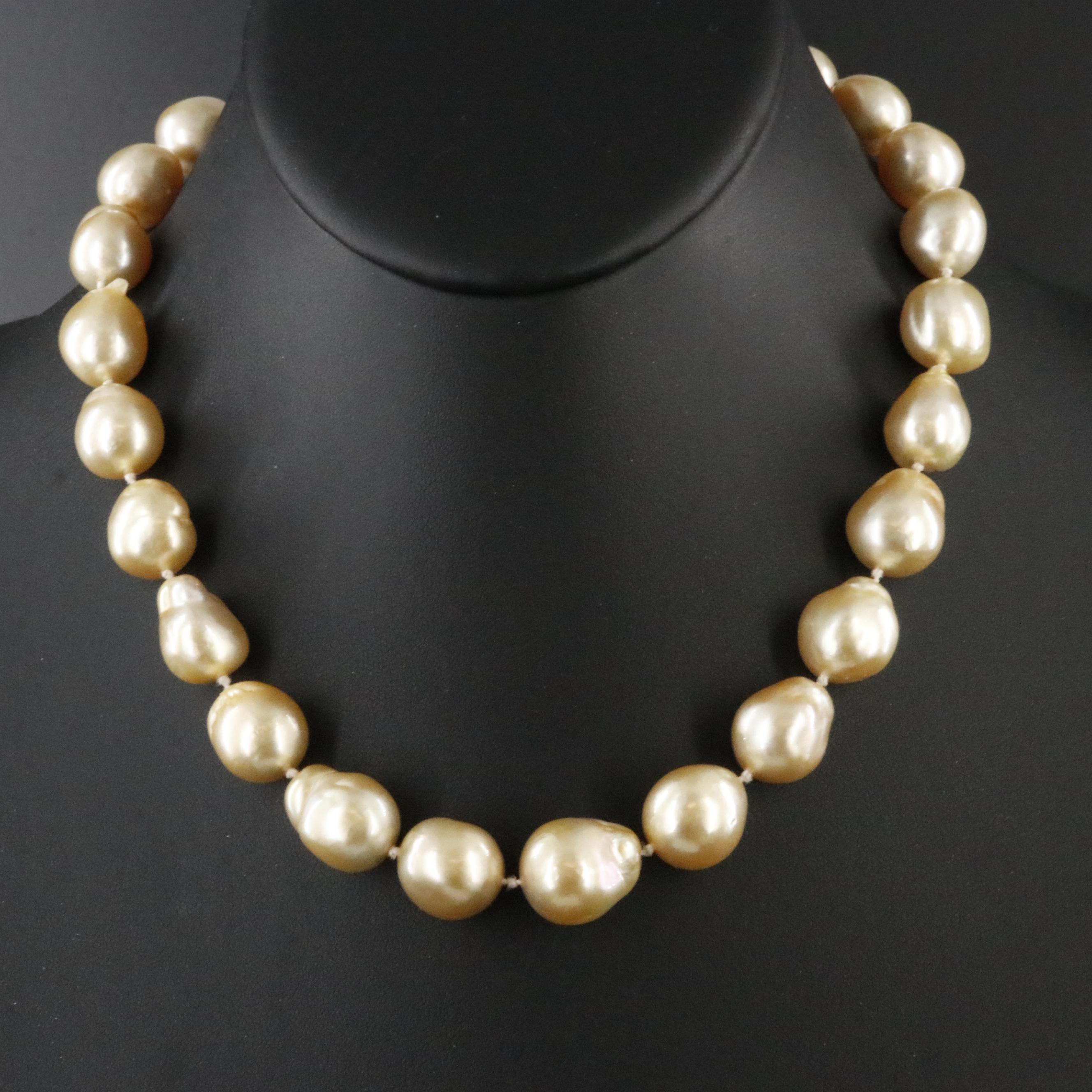 Baroque Pearl Necklace with 18K and 14K Clasp