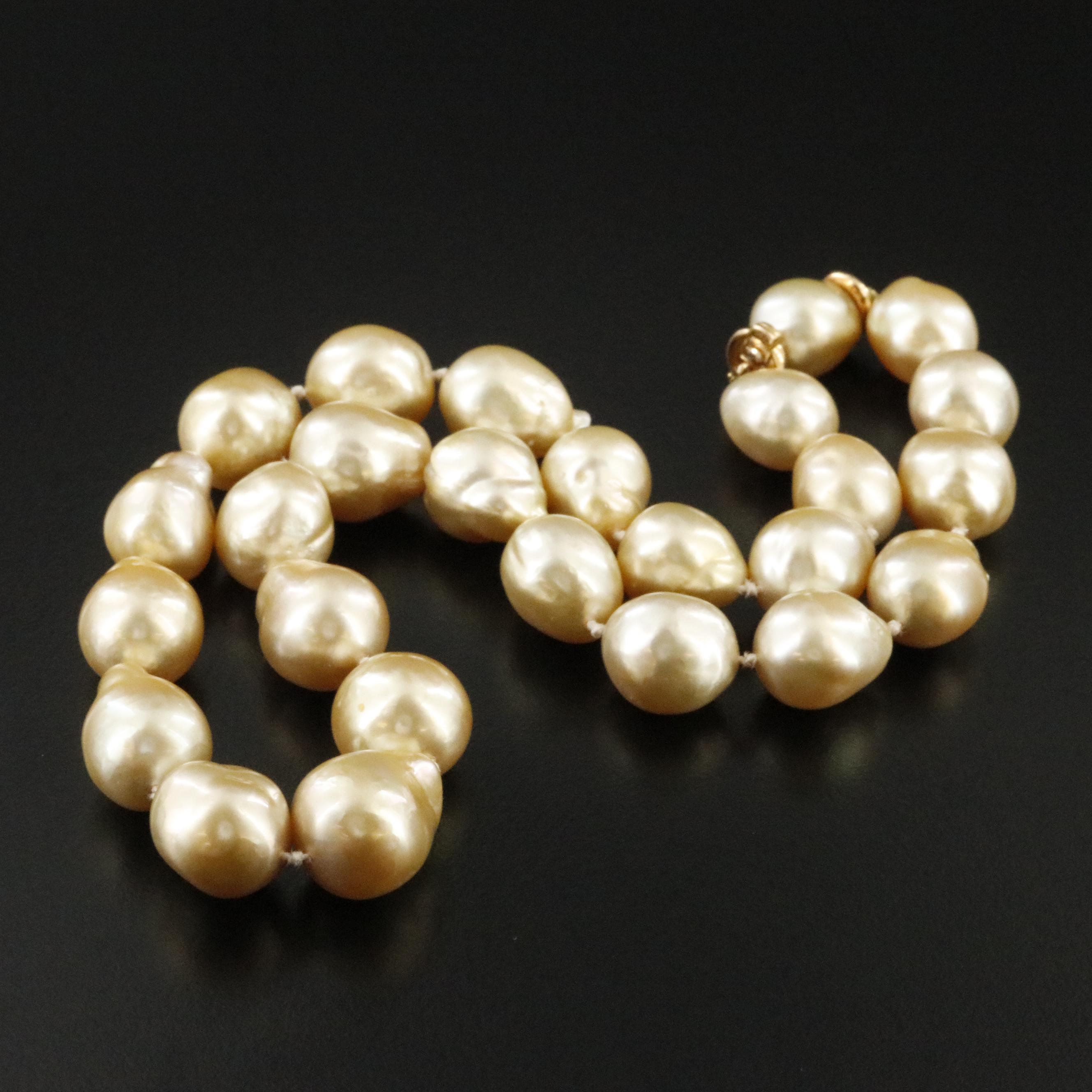 Baroque Pearl Necklace with 18K and 14K Clasp
