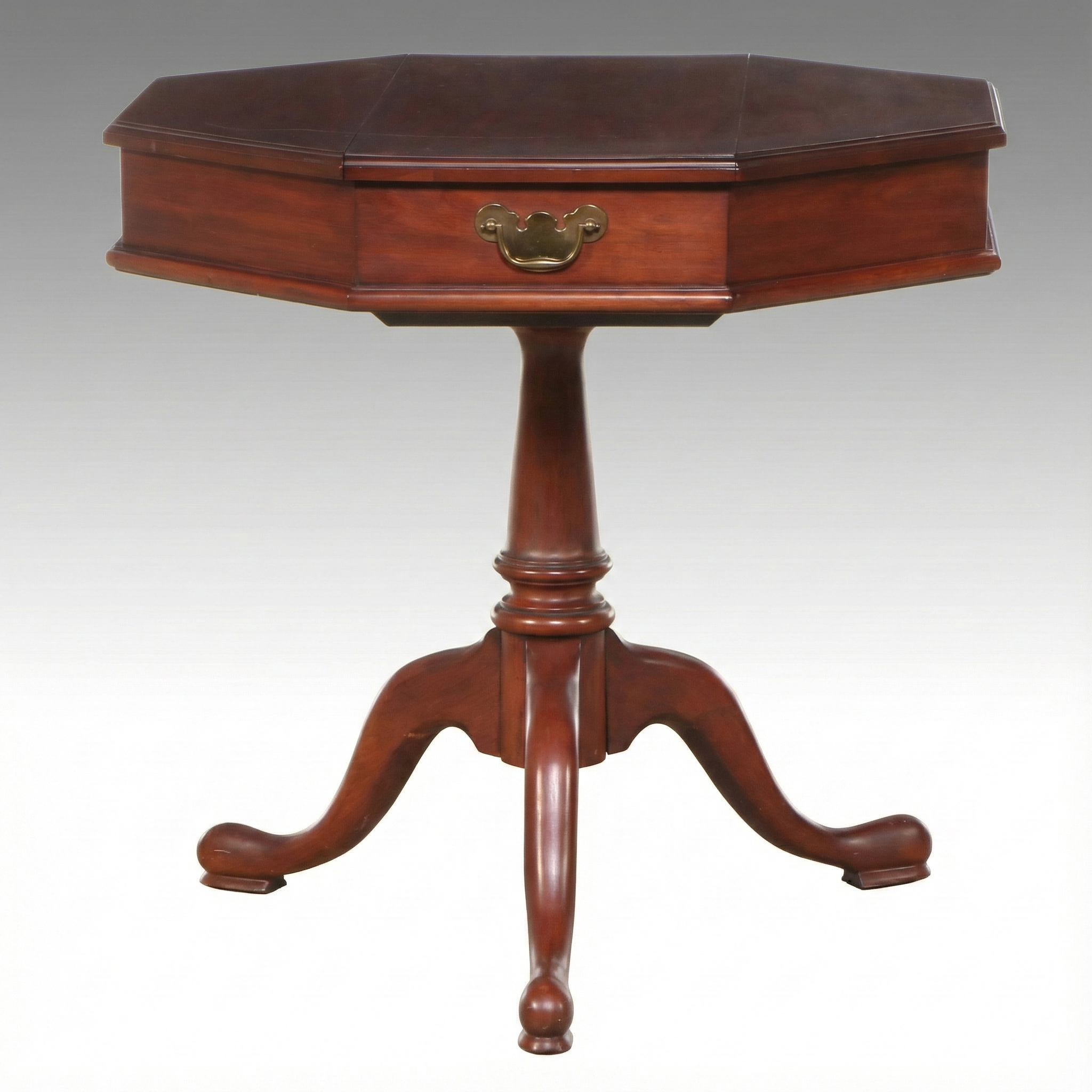 Queen Anne Style Hexagonal Cherry Tea Table with Storage