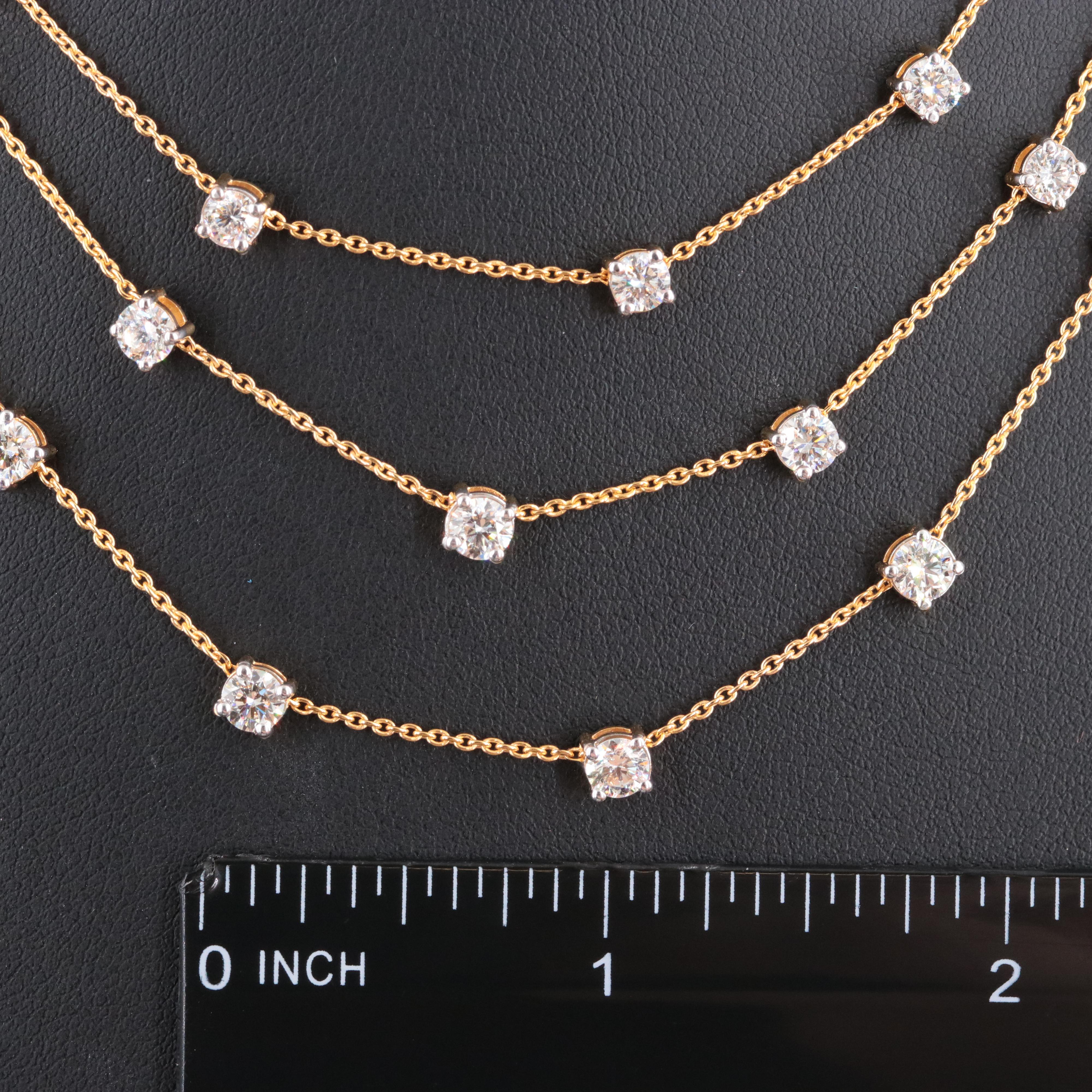 18K 6.60 CTW Diamond Tiered Station Necklace