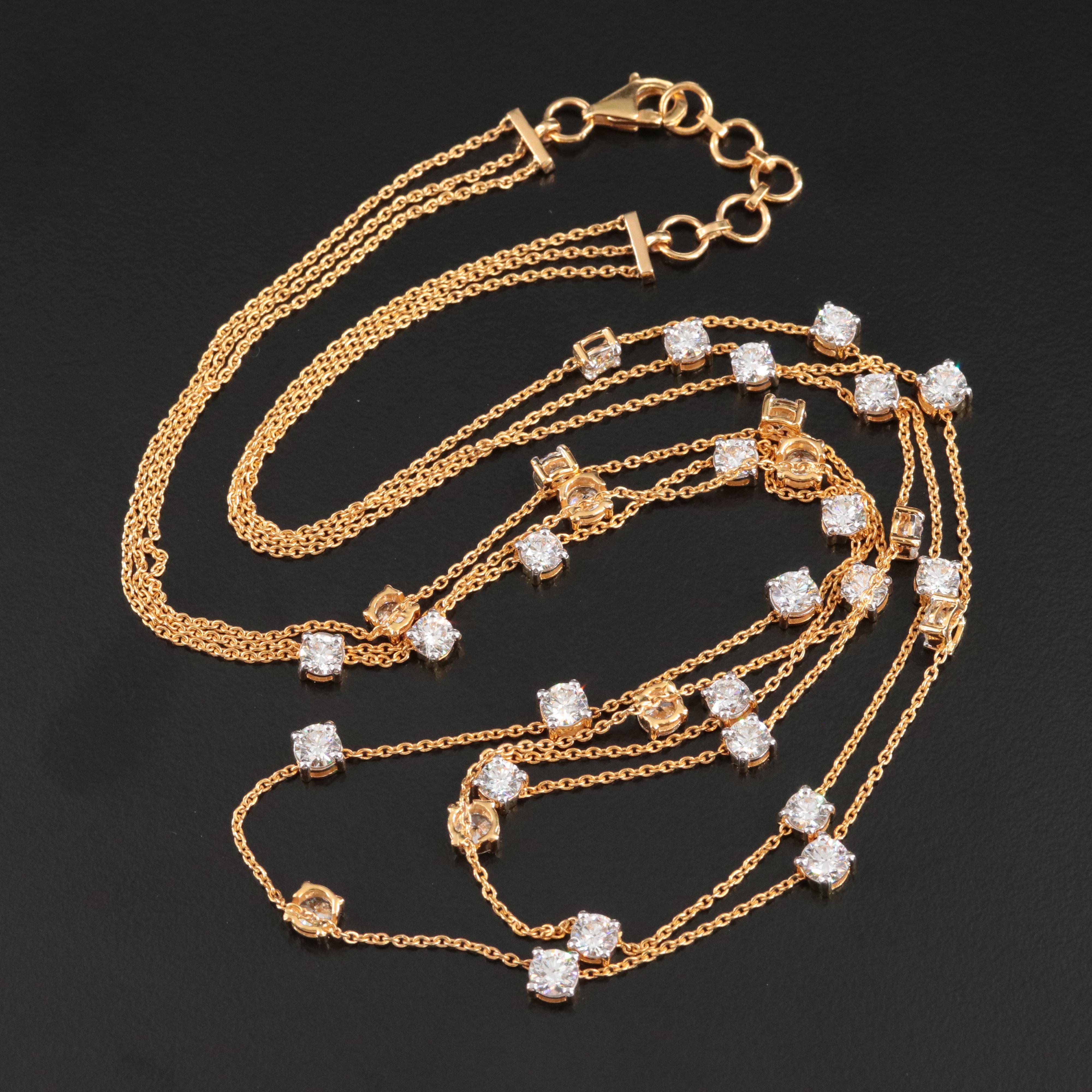 18K 6.60 CTW Diamond Tiered Station Necklace