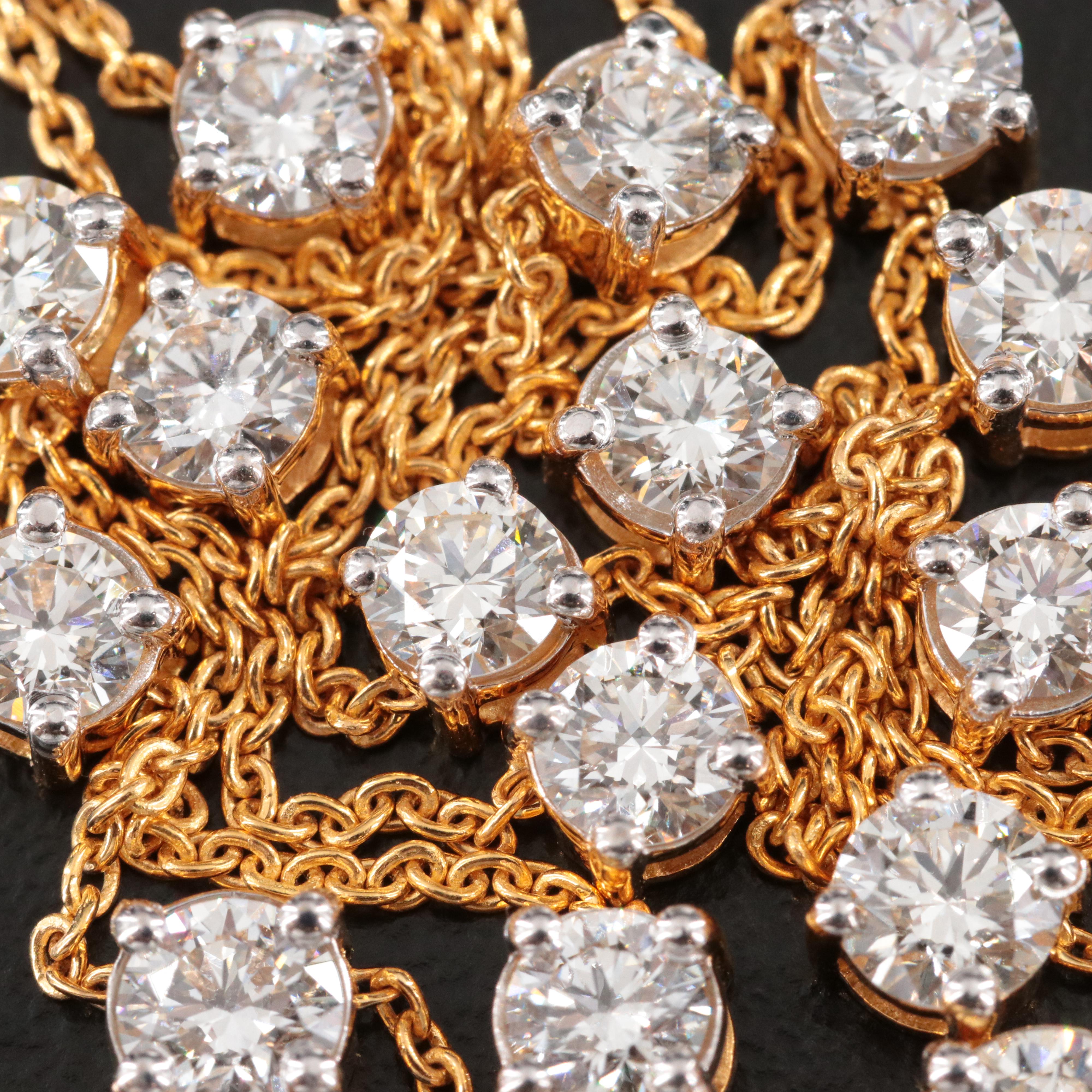 18K 6.60 CTW Diamond Tiered Station Necklace