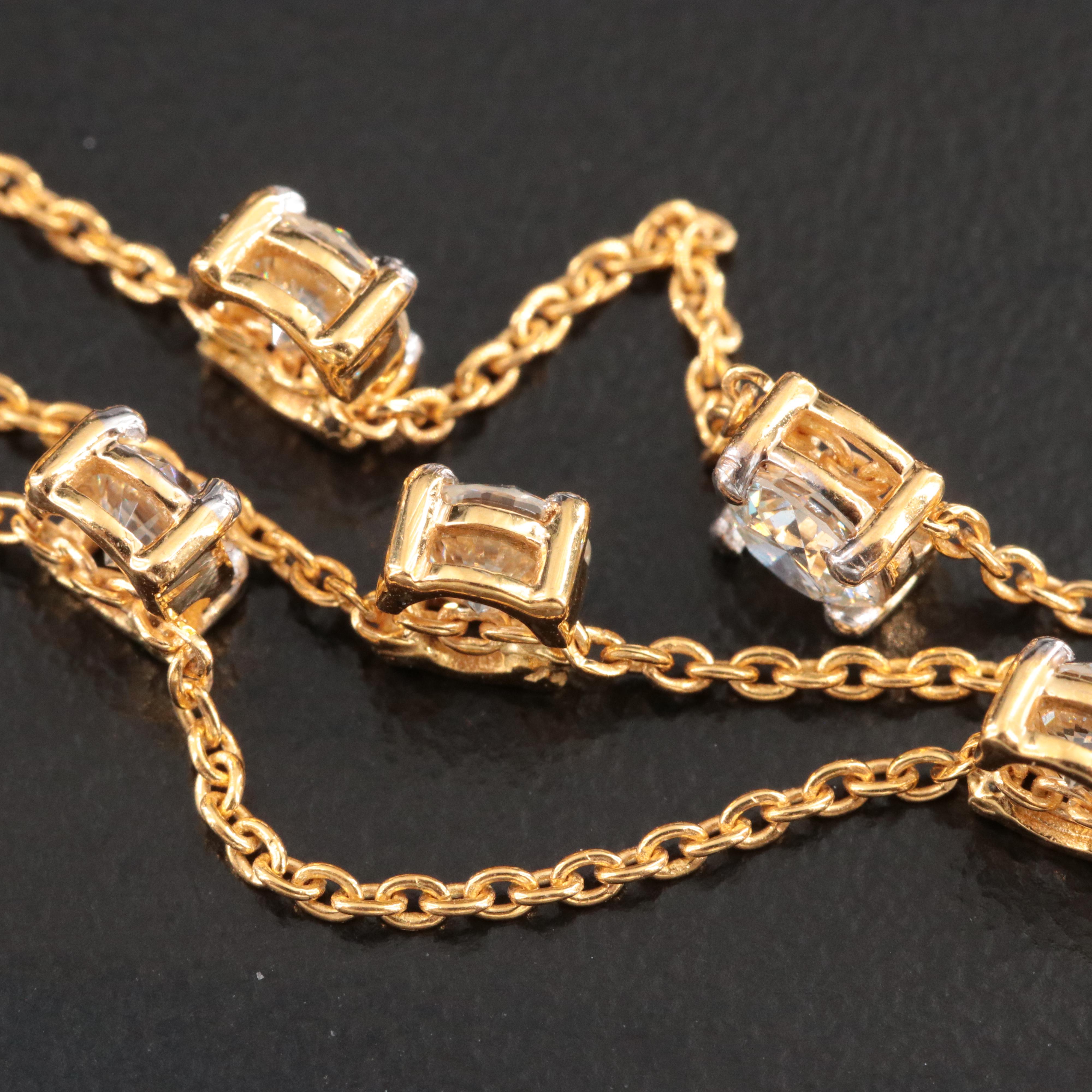 18K 6.60 CTW Diamond Tiered Station Necklace