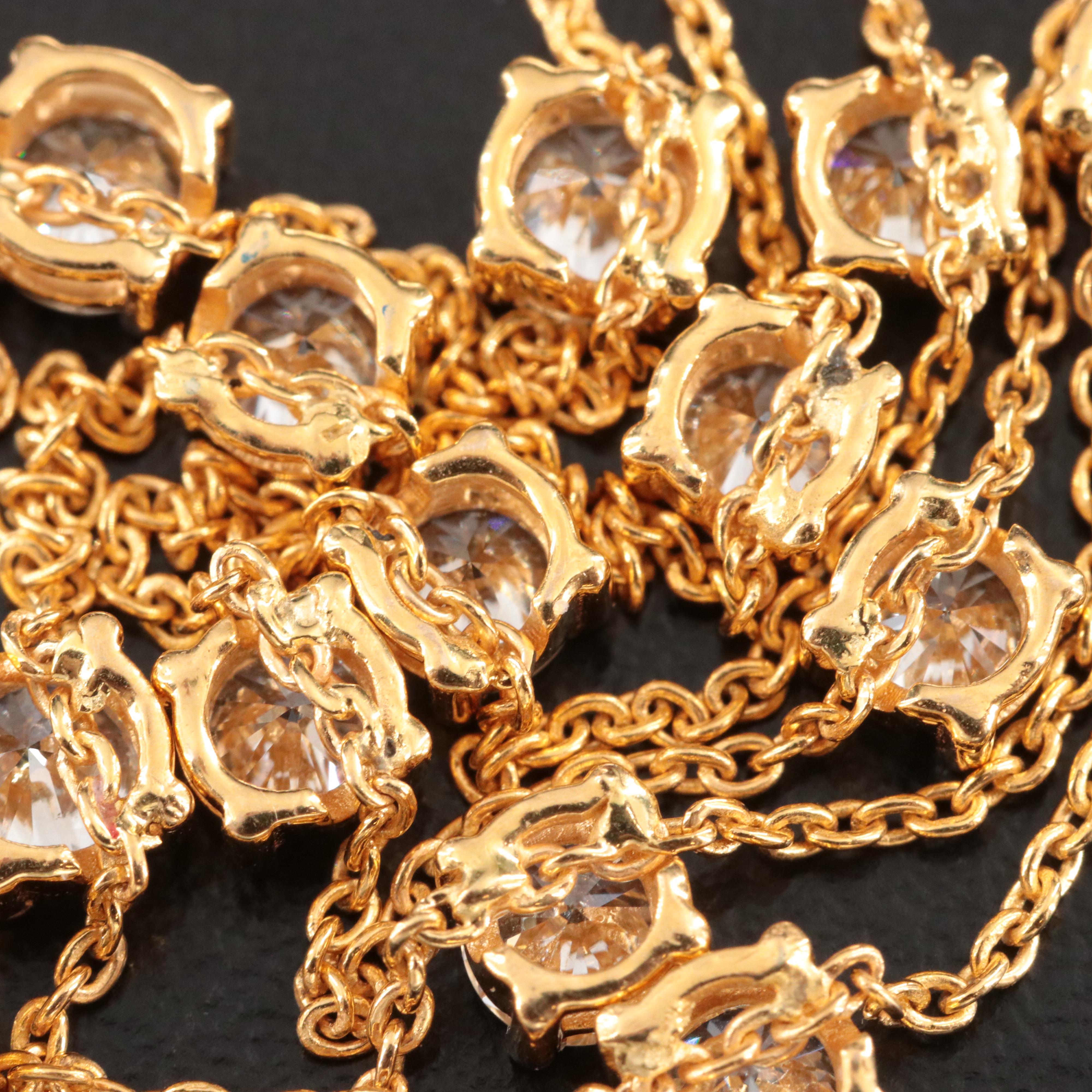 18K 6.60 CTW Diamond Tiered Station Necklace