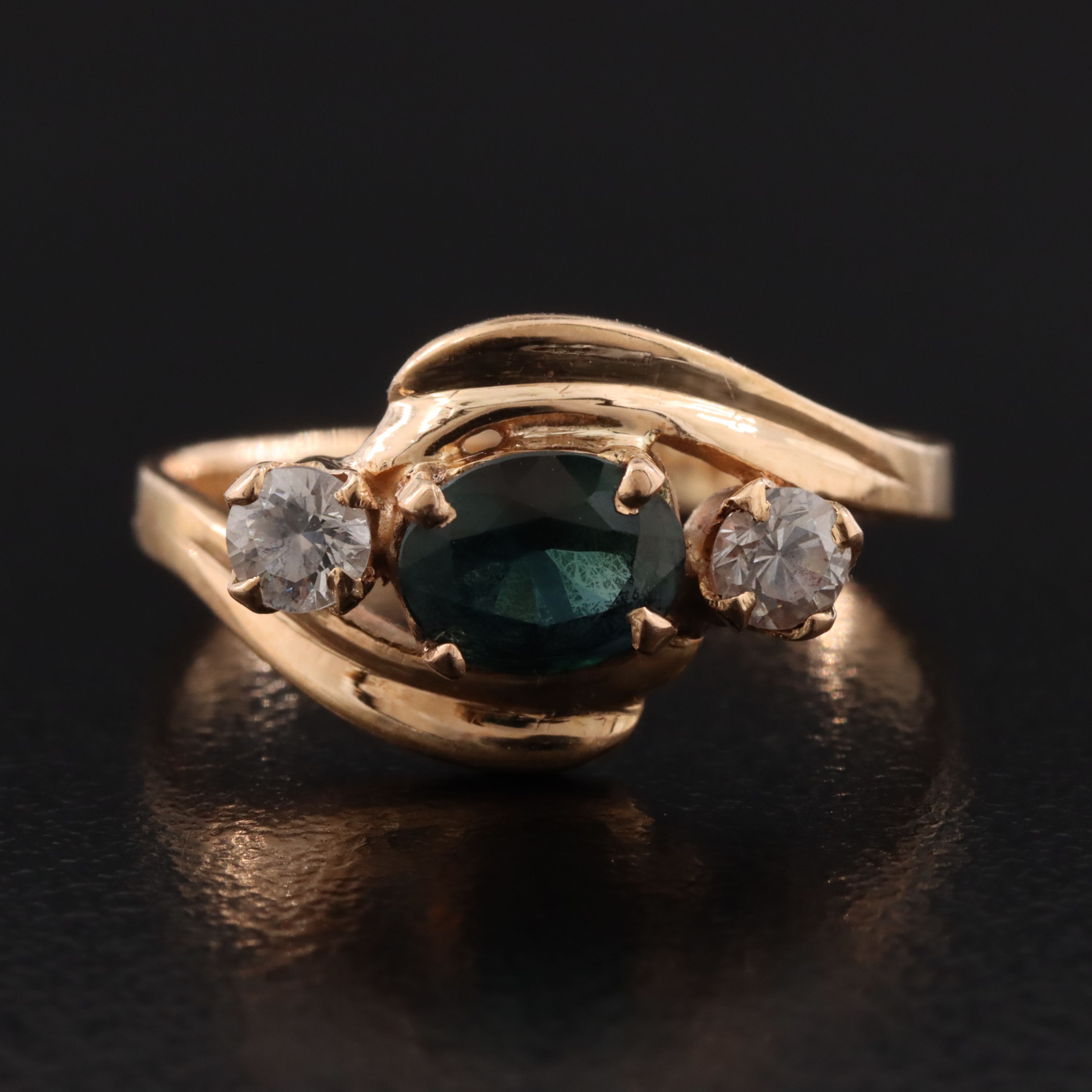 18K Rose Gold Sapphire and CZ Ring