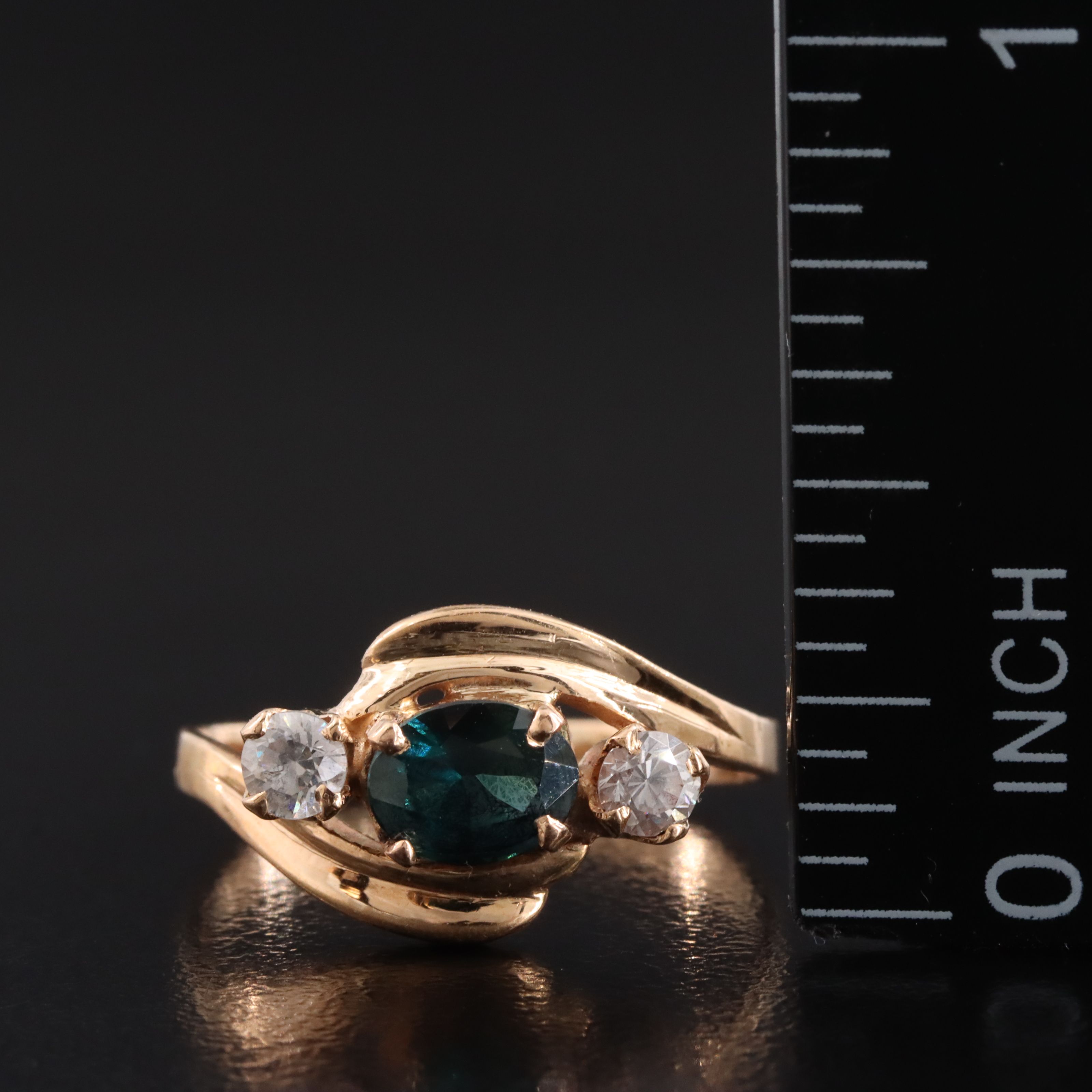 18K Rose Gold Sapphire and CZ Ring