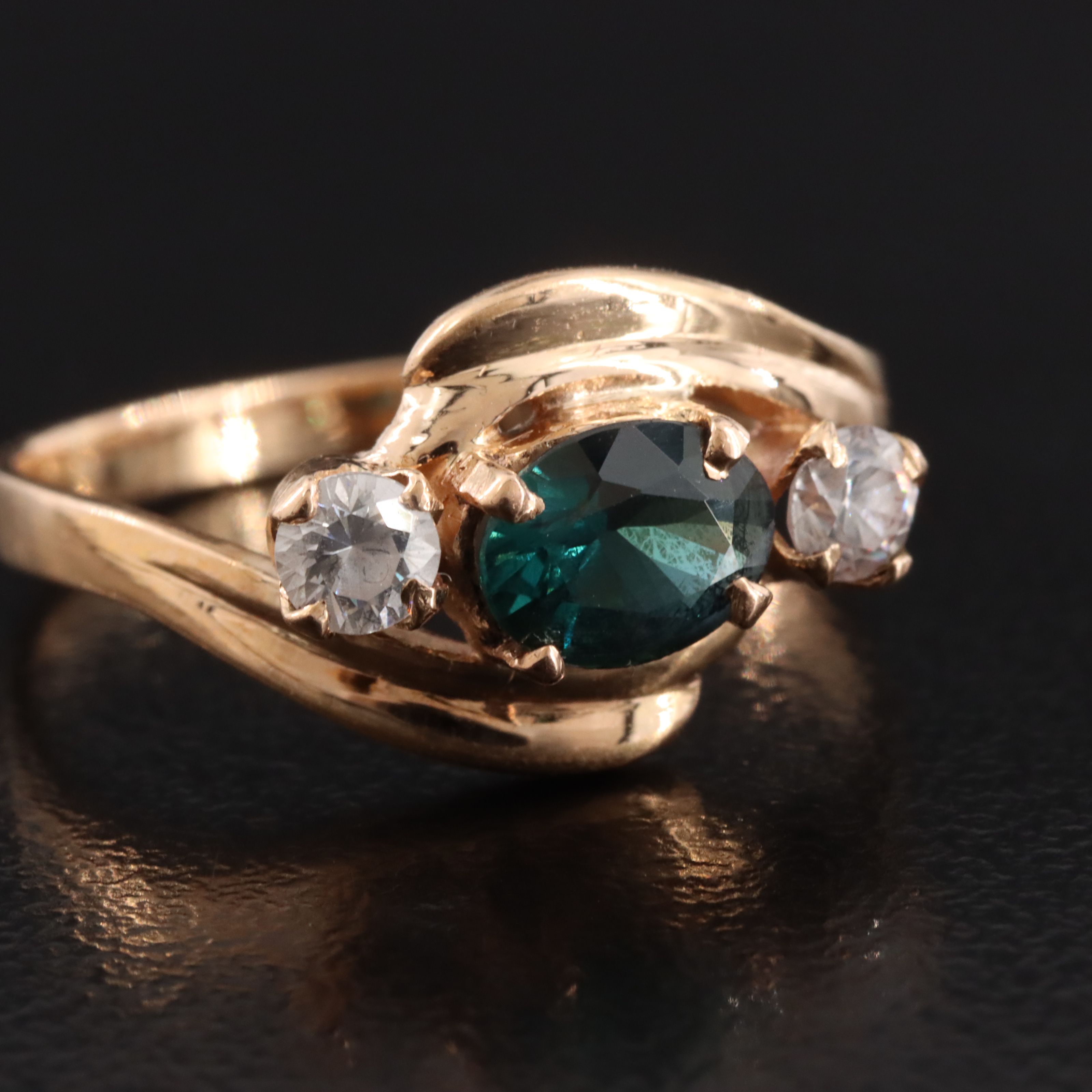 18K Rose Gold Sapphire and CZ Ring