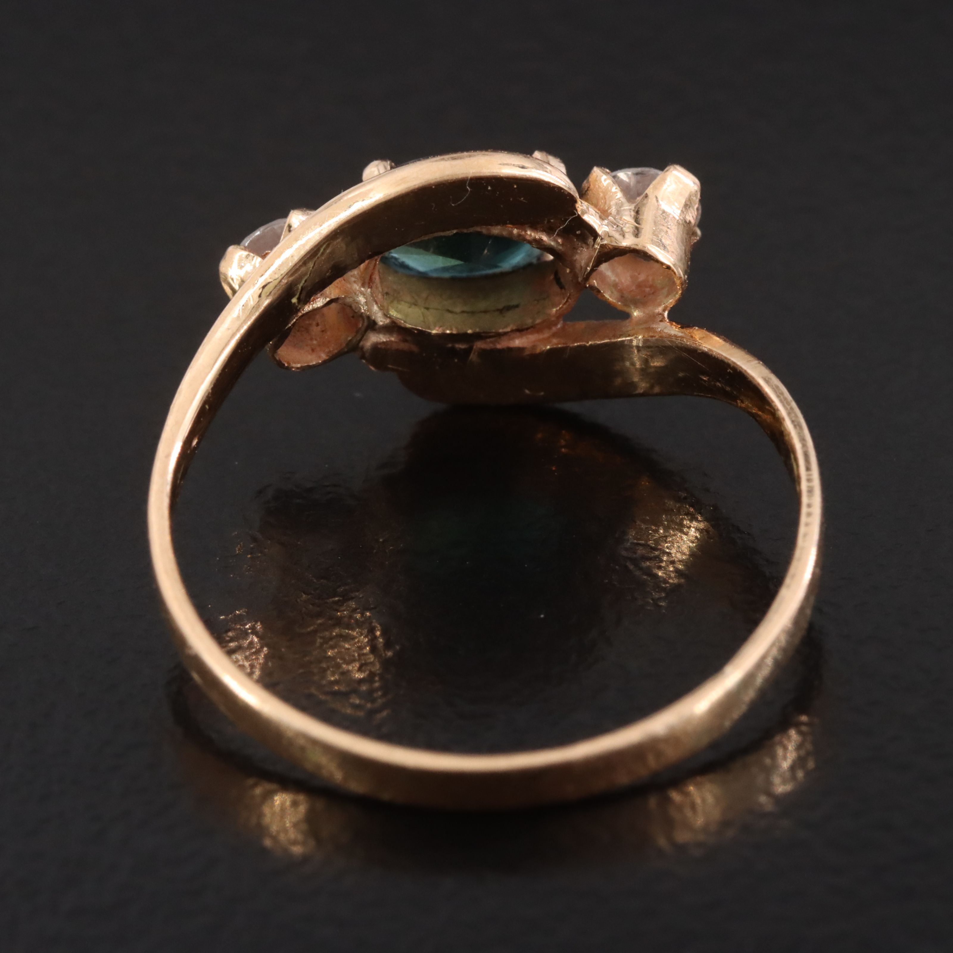 18K Rose Gold Sapphire and CZ Ring