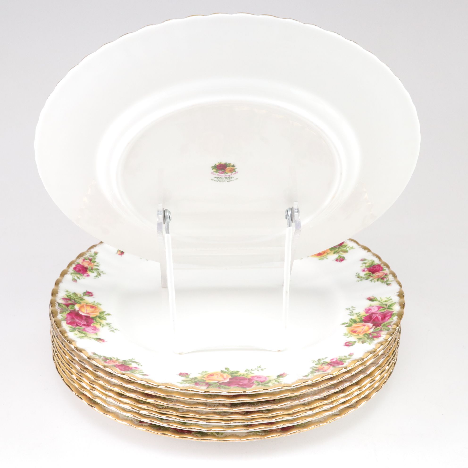 Royal Albert "Old Country Roses" Gilt Porcelain Dinnerware Set for Eight
