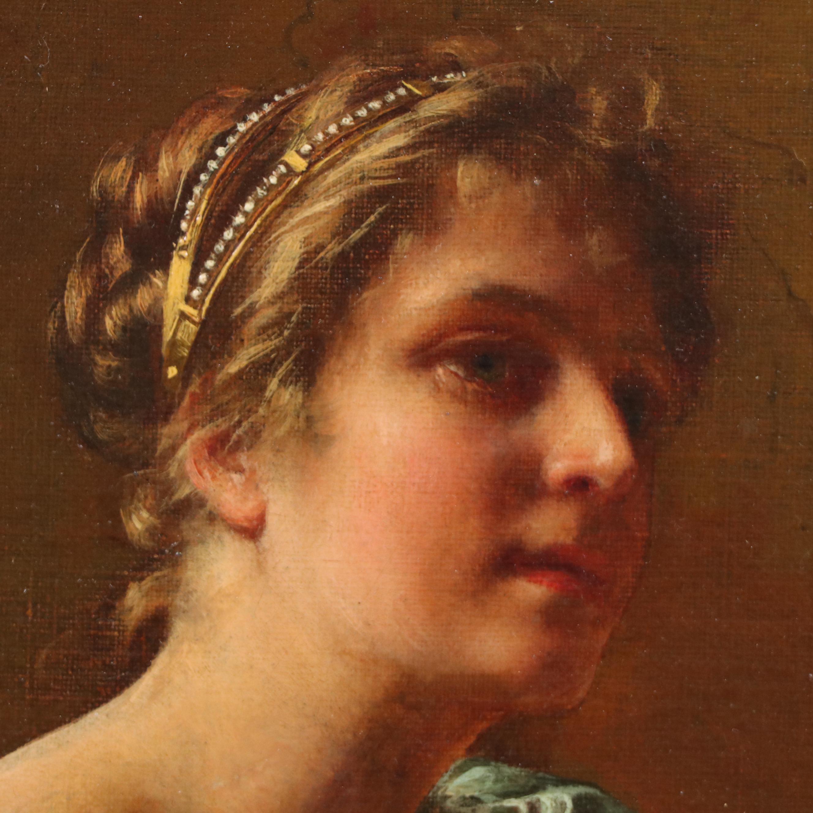 Frédéric Soulacroix Oil Painting of Young Woman Writing, Circa 1880s