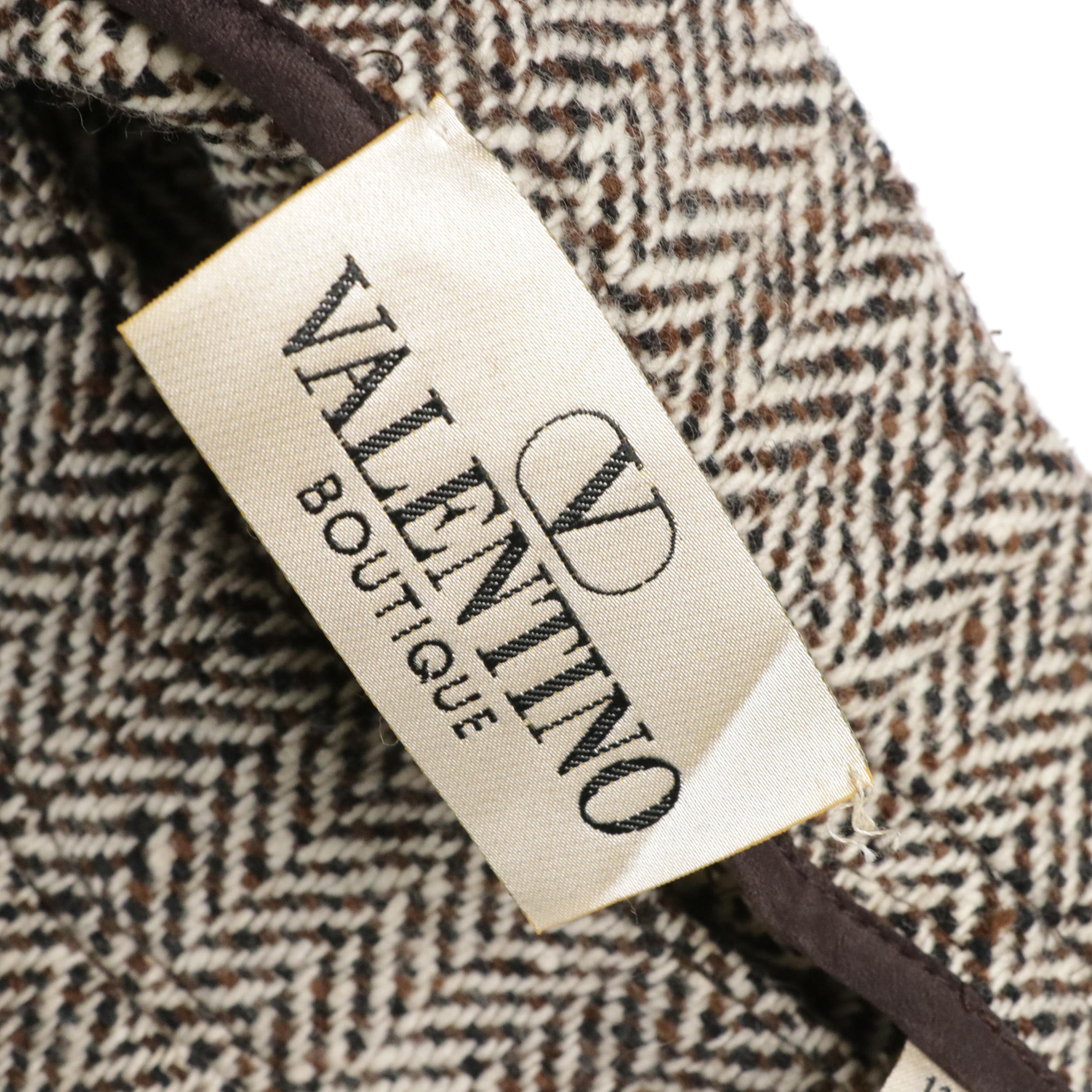 Valentino Boutique Vintage Black and Brown Herringbone Wool Pants