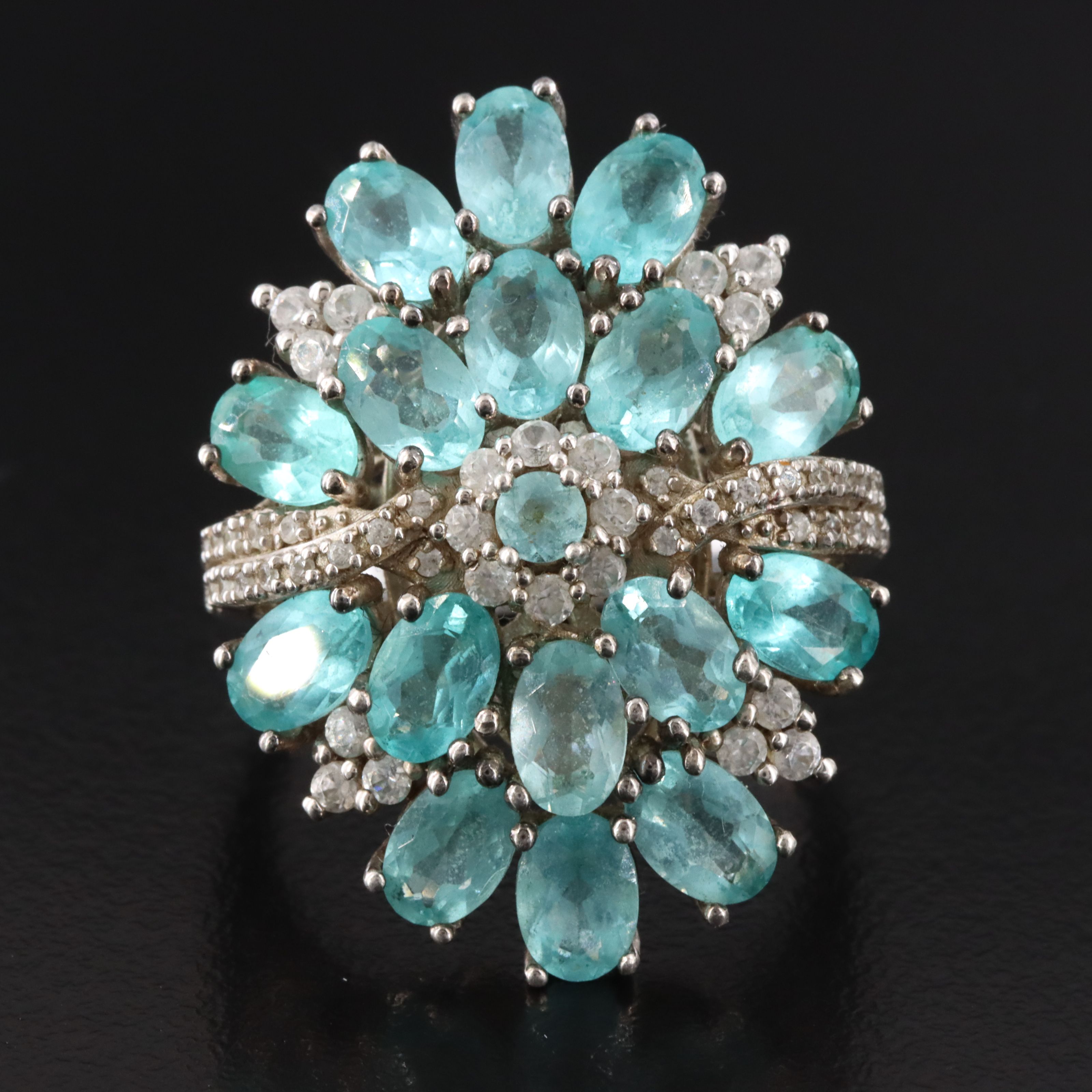 Sterling Apatite and White Topaz Ring
