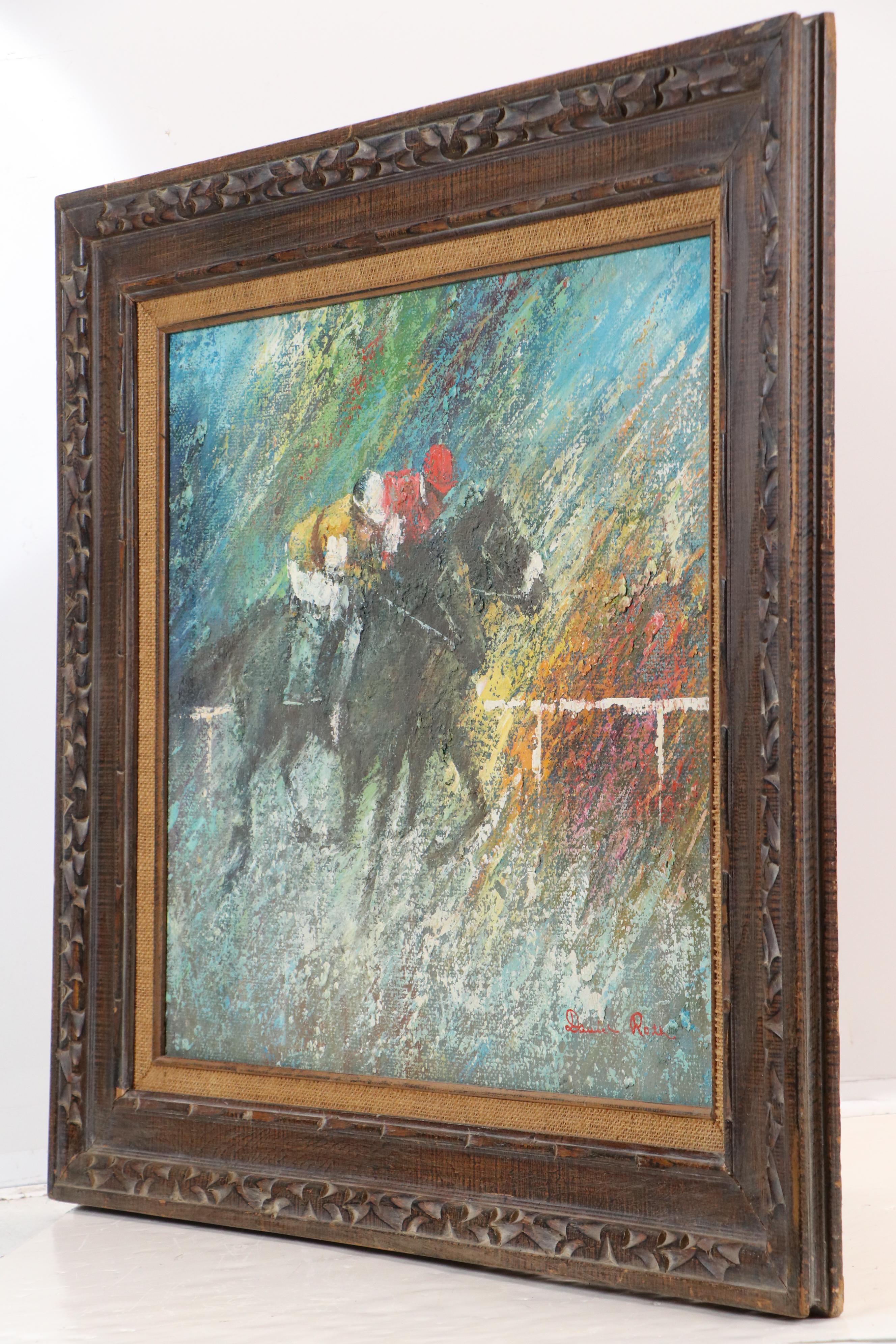 David Roth Oil Painting of Horse Racing Scene, 20th Century