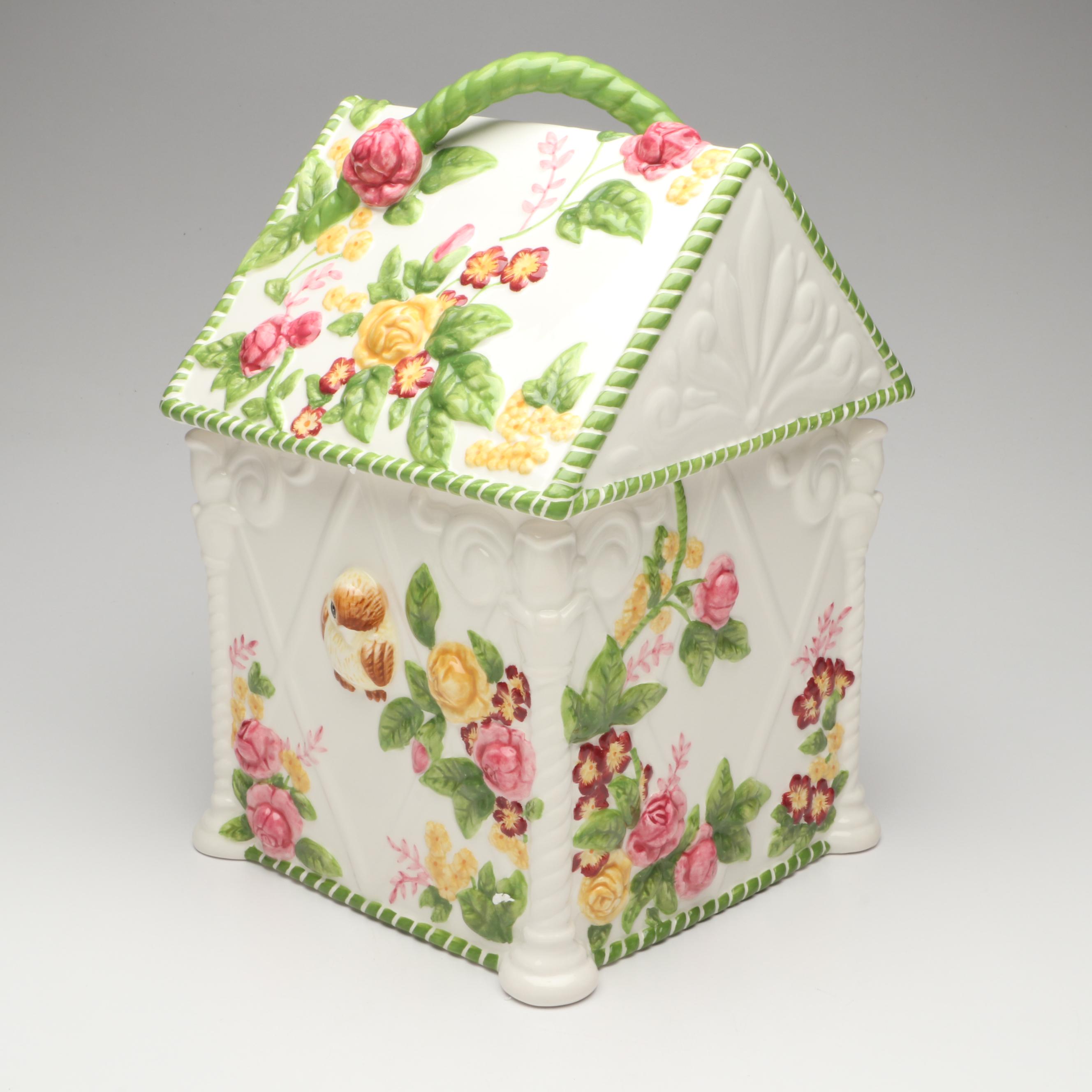 Royal Albert "Seasons of Color" Flower Pot Form Cookie Jar with More Décor