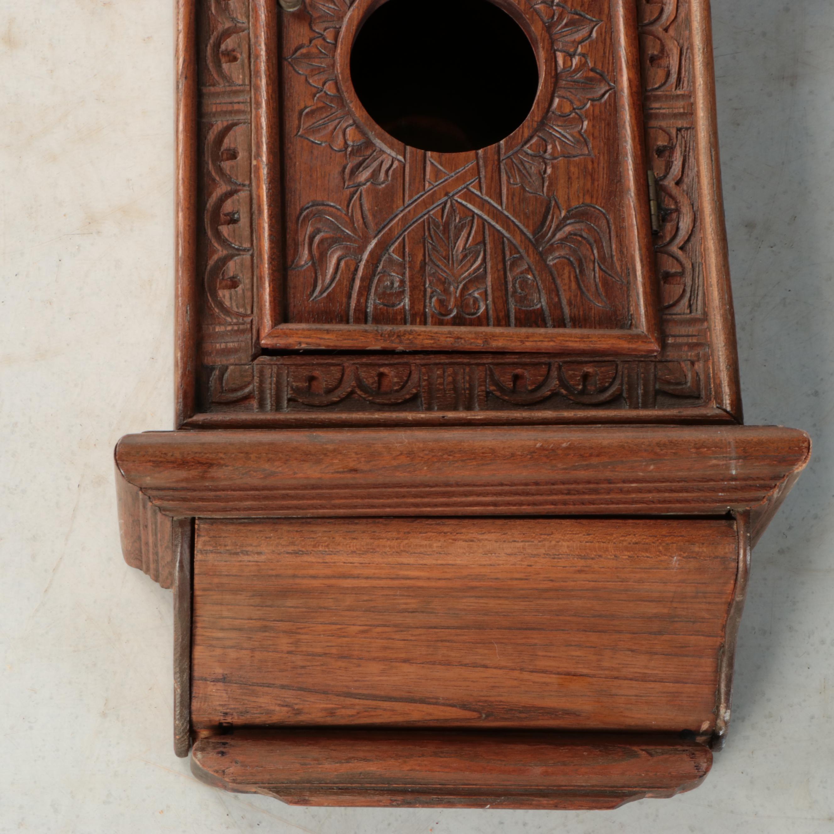 Vintage Hand-Carved Floral Wood Wall Clock