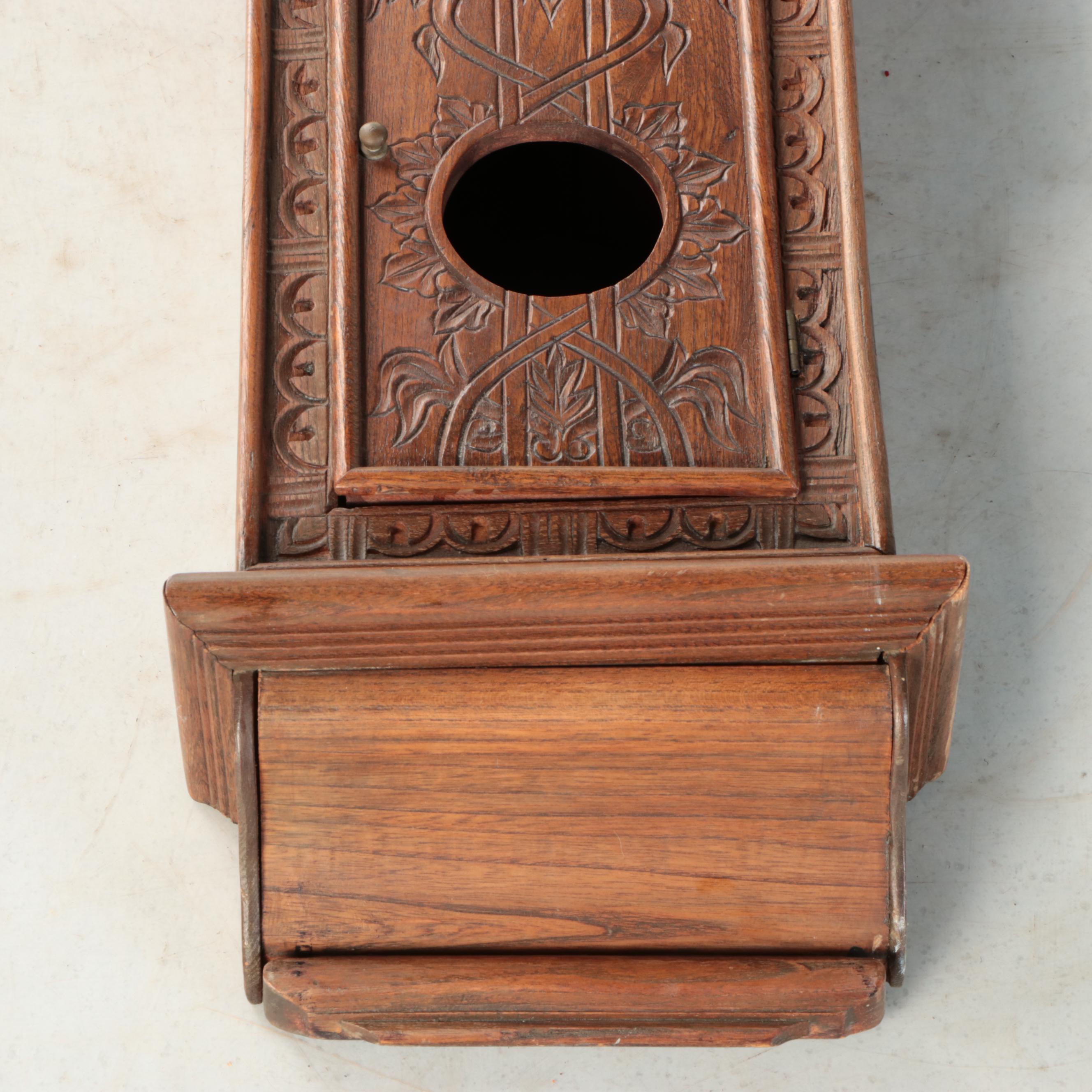 Vintage Hand-Carved Floral Wood Wall Clock