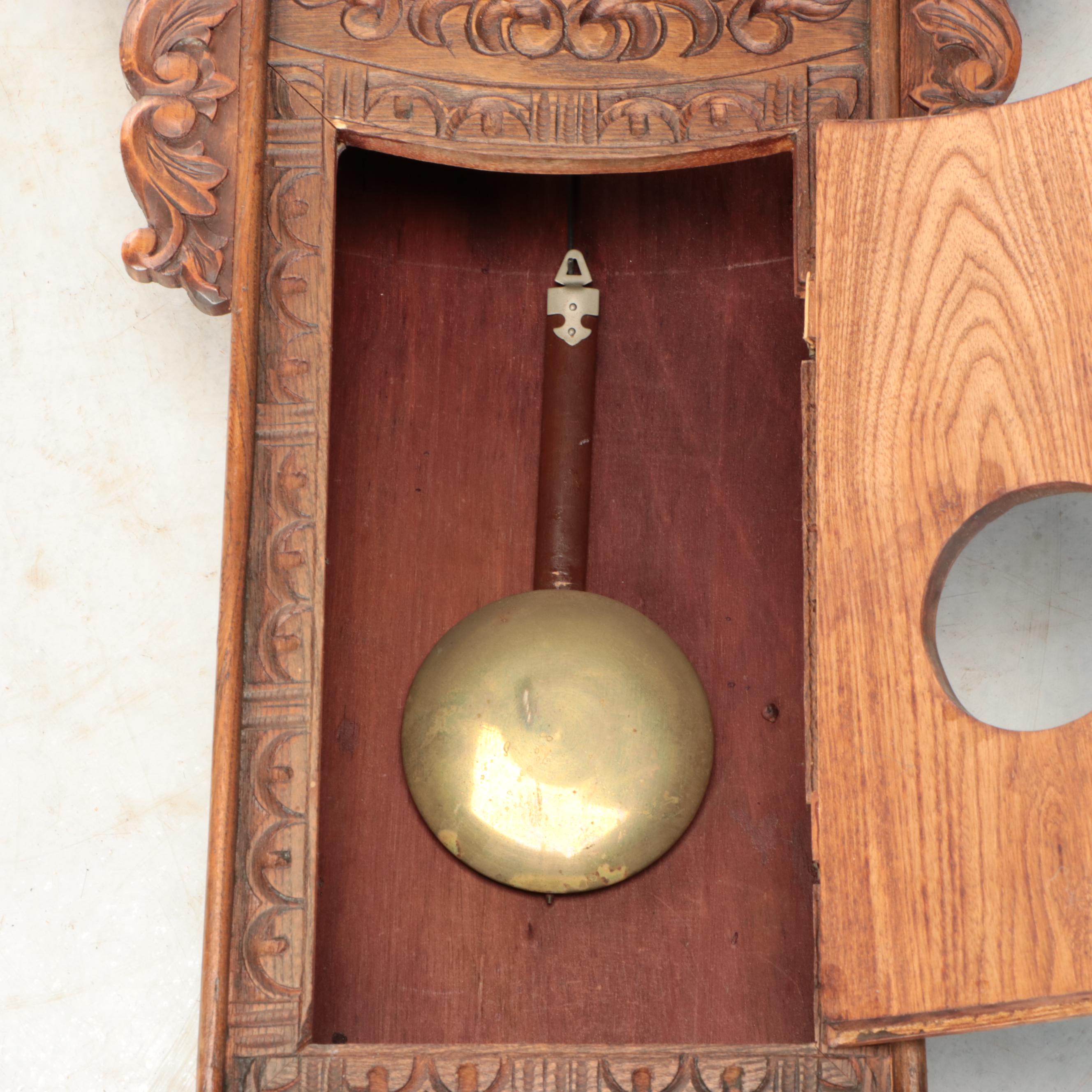 Vintage Hand-Carved Floral Wood Wall Clock