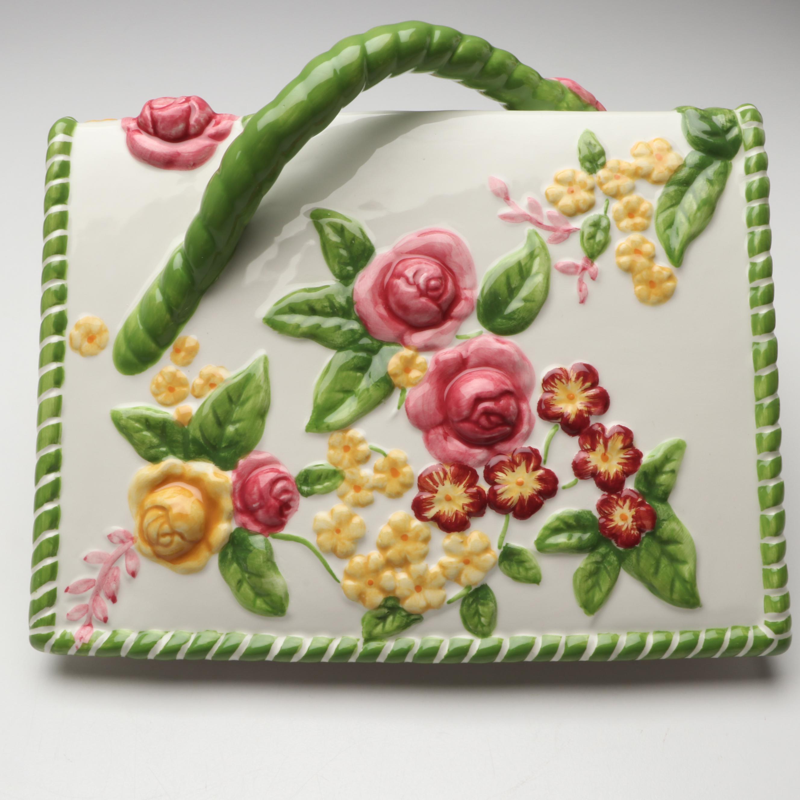 Royal Albert "Seasons of Color" Flower Pot Form Cookie Jar with More Décor