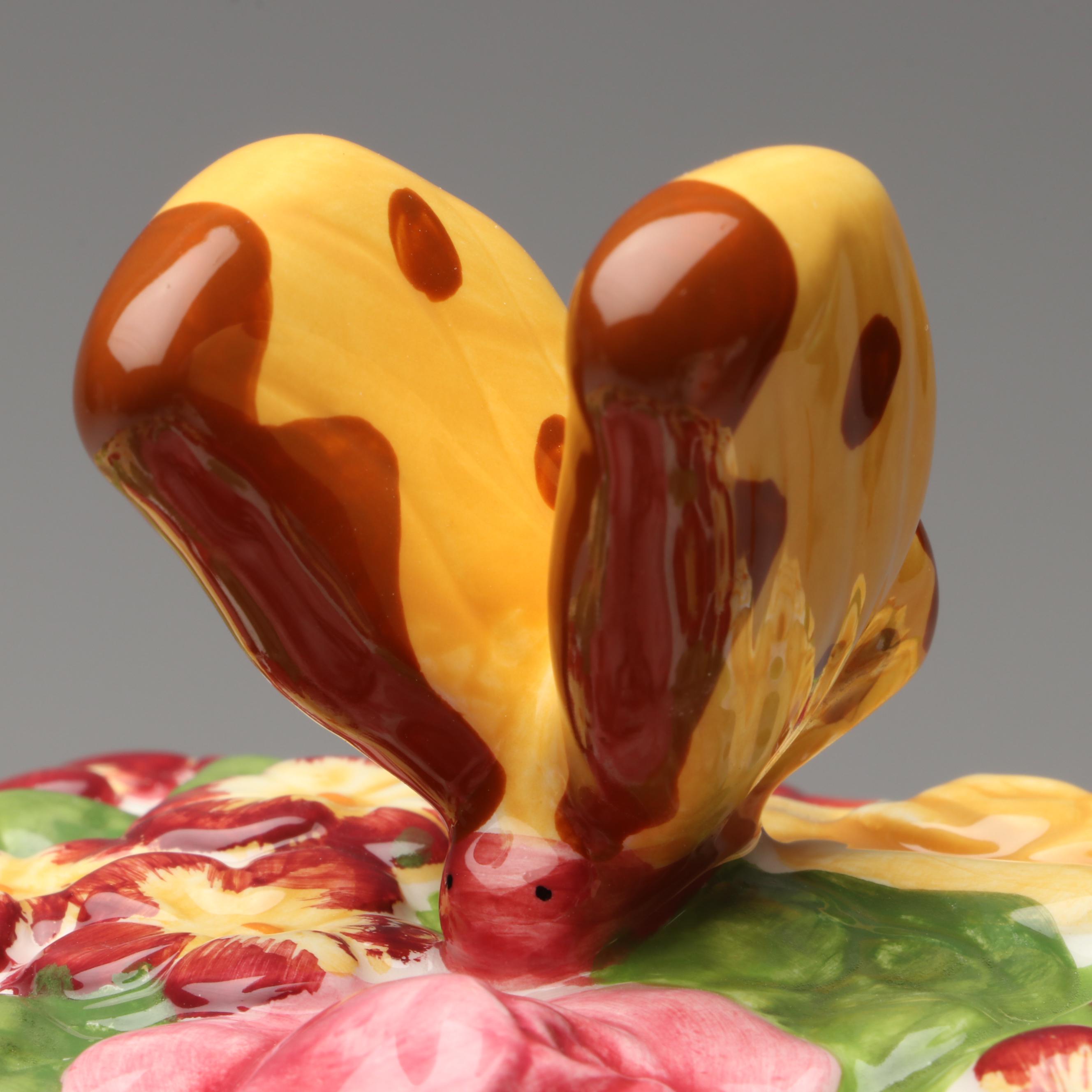 Royal Albert "Seasons of Color" Flower Pot Form Cookie Jar with More Décor