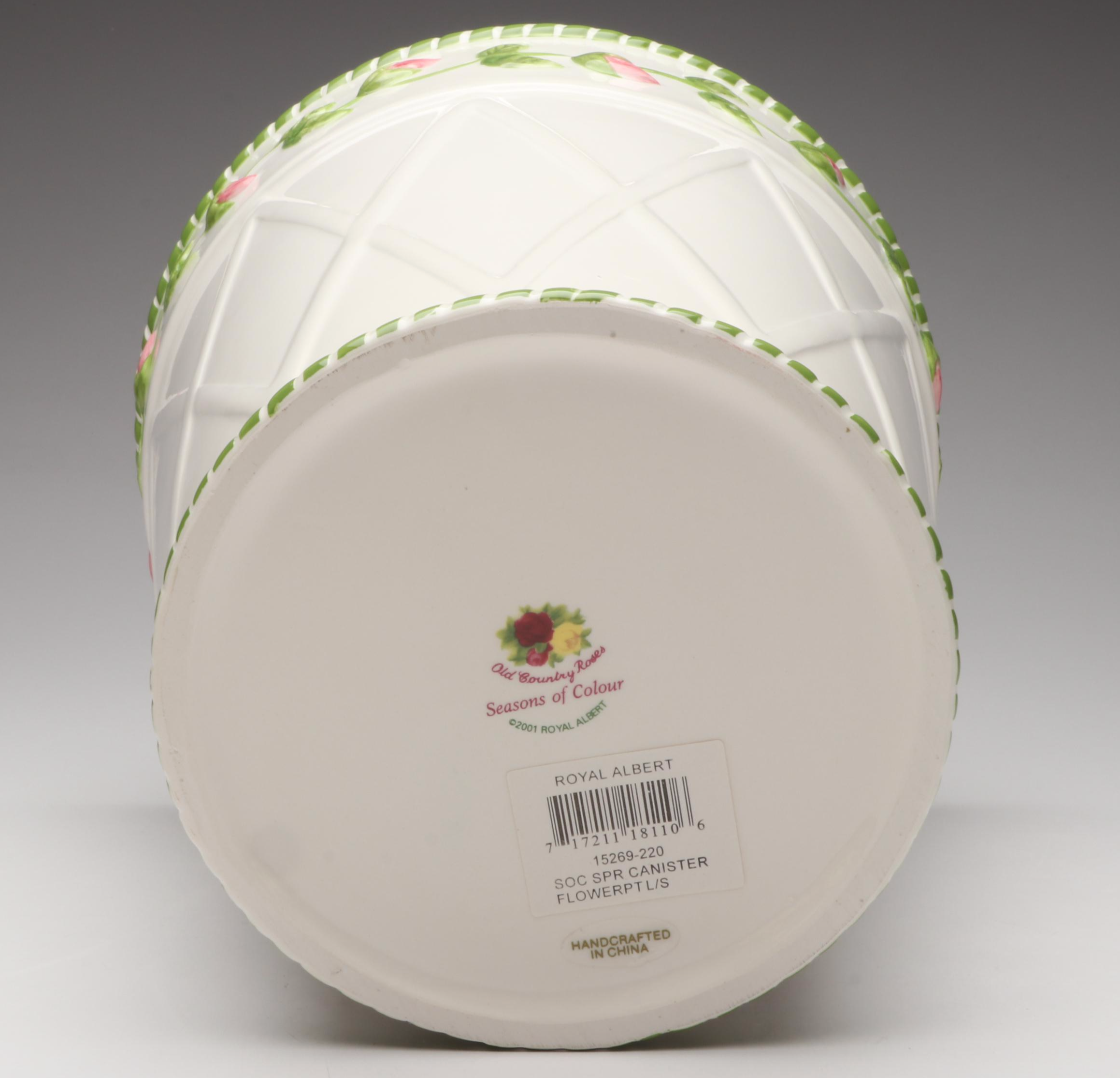 Royal Albert "Seasons of Color" Flower Pot Form Cookie Jar with More Décor