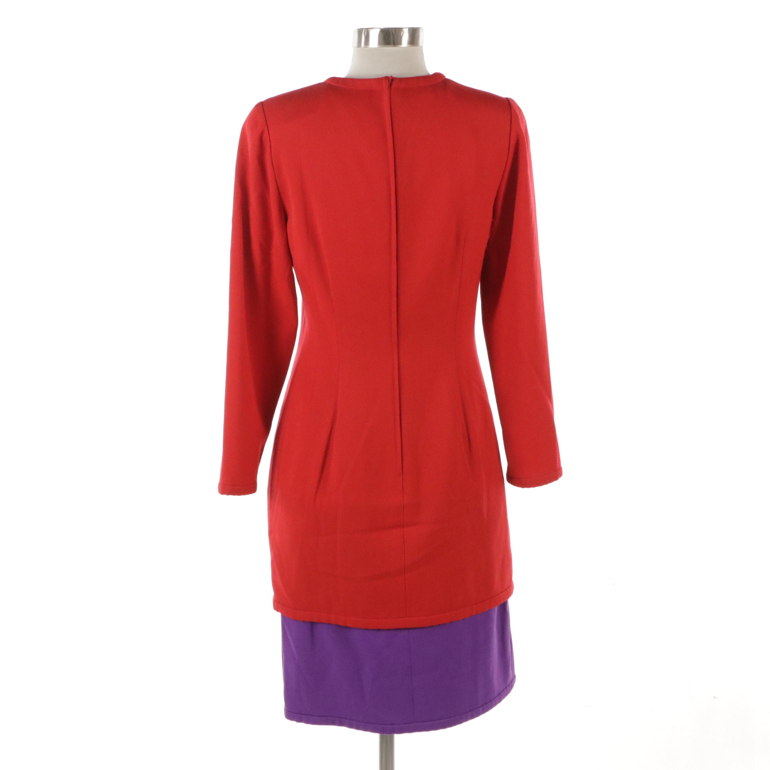 Valentino Miss V Vintage Layered Color-Block Cotton Blend Dress