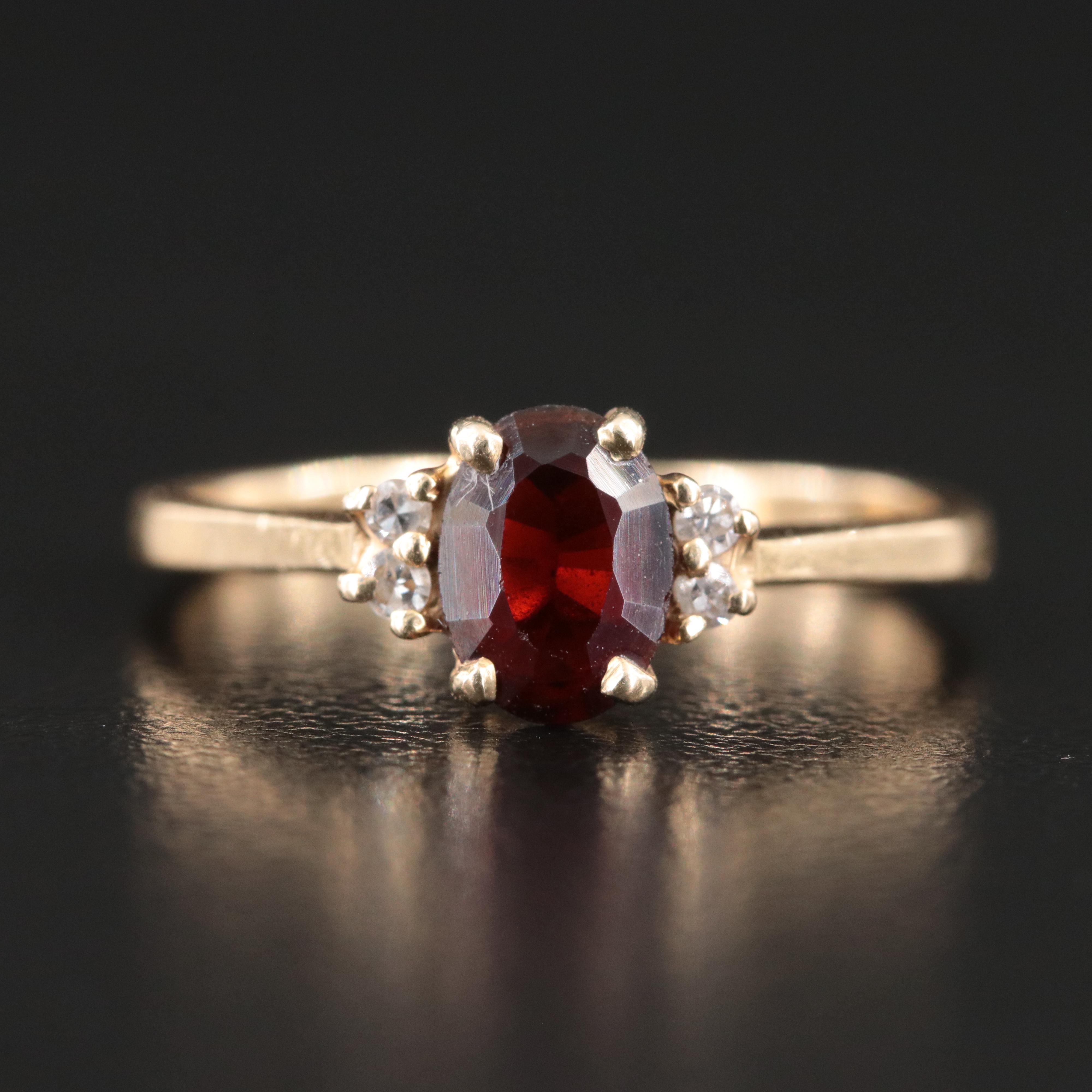 14K Garnet and Diamond Ring