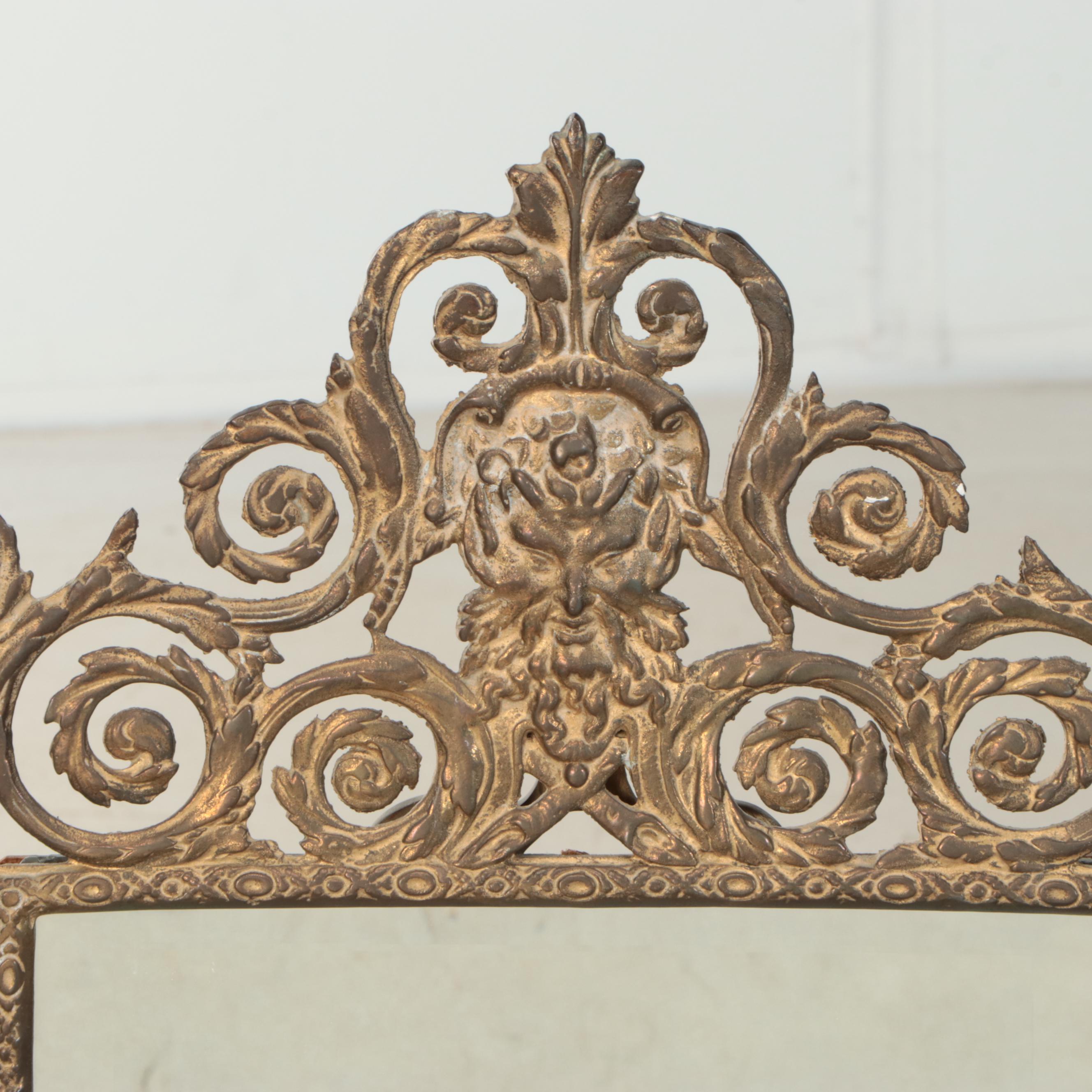 Maitland-Smith Rococo Style Brass Tabletop Easel Mirror