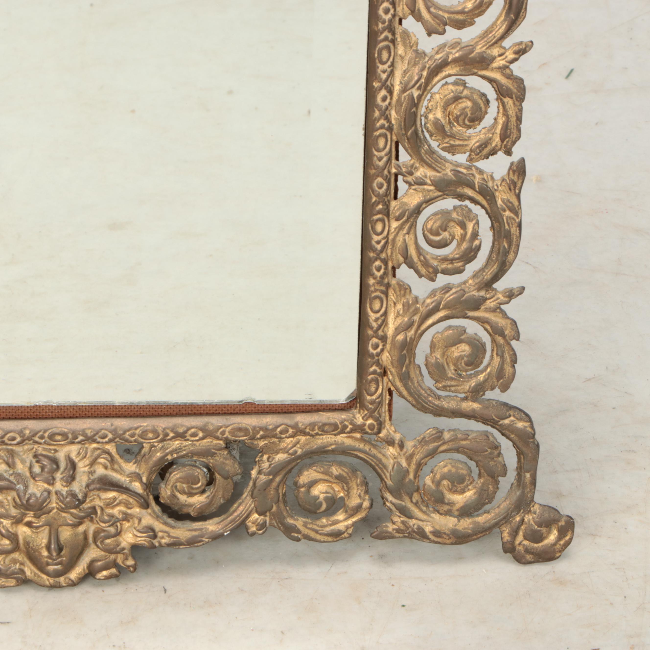 Maitland-Smith Rococo Style Brass Tabletop Easel Mirror