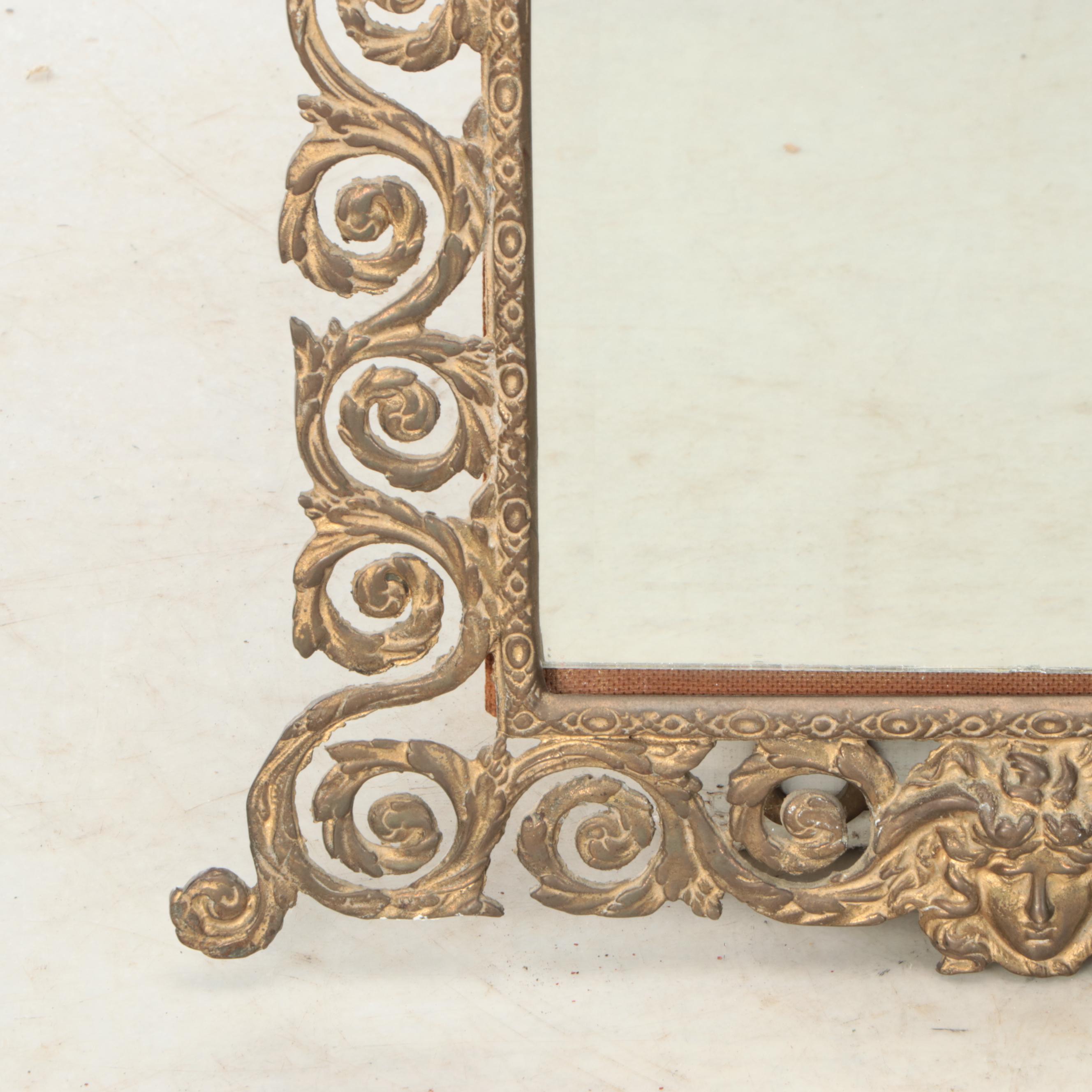 Maitland-Smith Rococo Style Brass Tabletop Easel Mirror