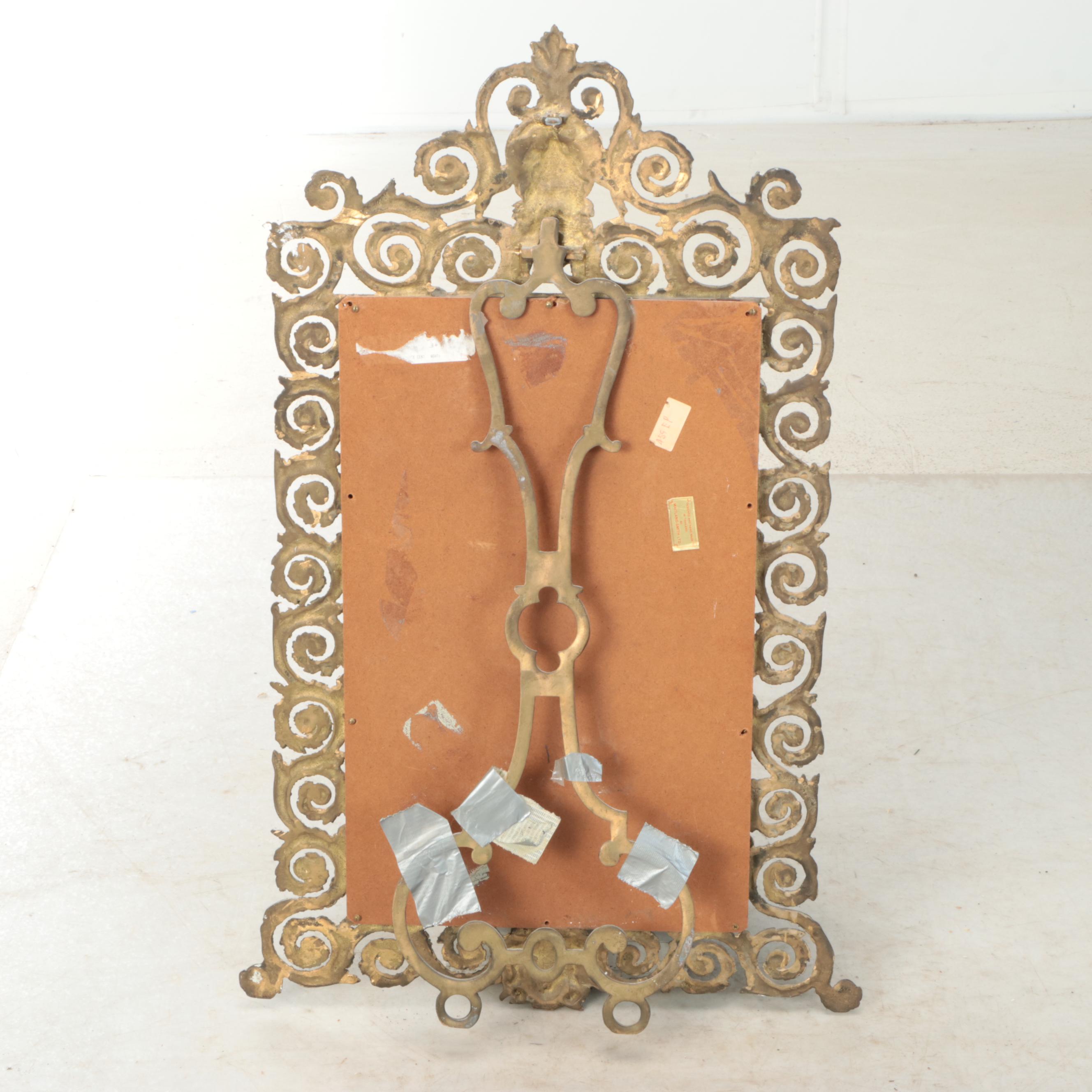 Maitland-Smith Rococo Style Brass Tabletop Easel Mirror