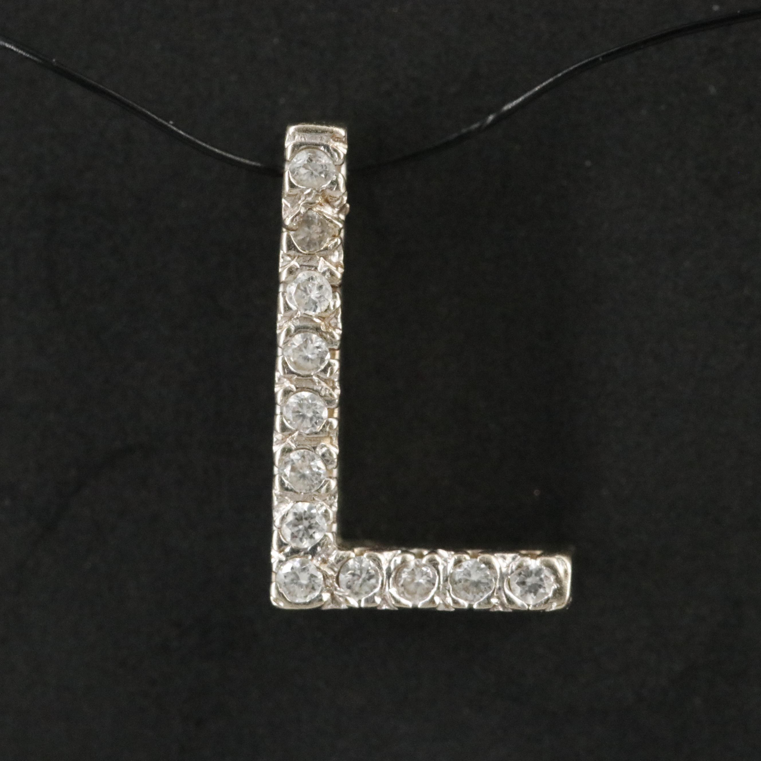 14K 0.06 CTW Diamond "L" Initial Pendant