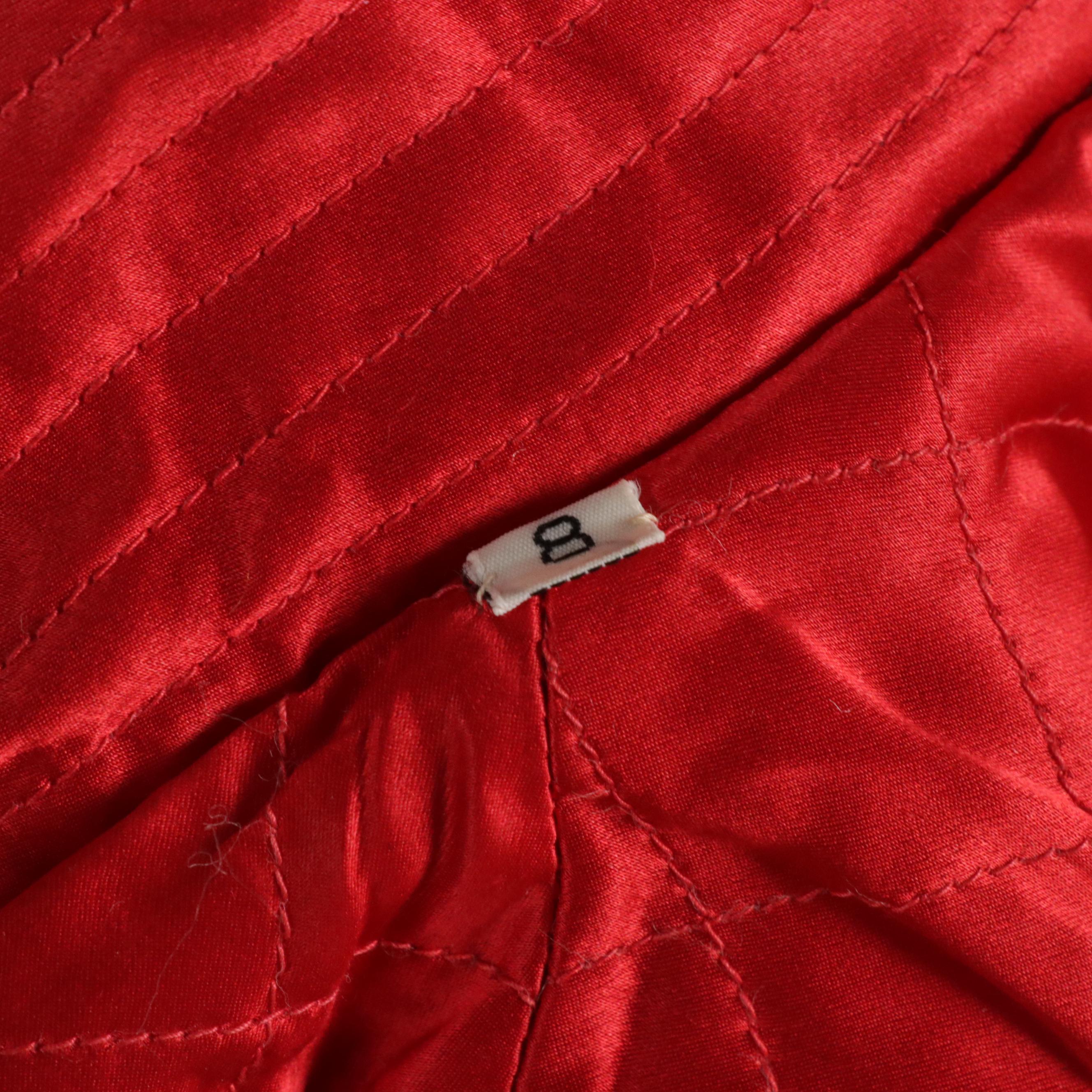 Vintage Valentino Boutique Red Tweed and Quilted Collar Cropped Blazer